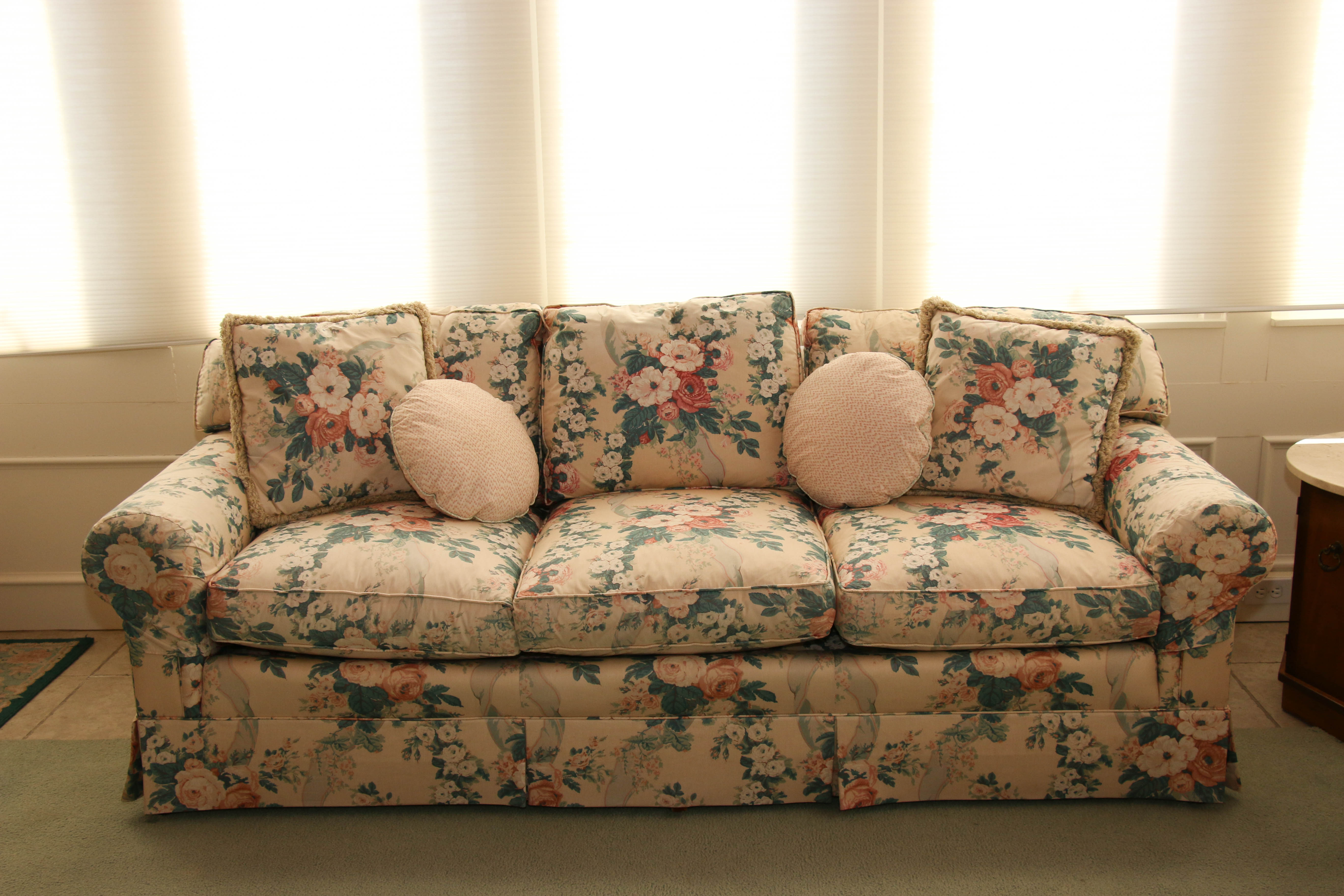 Schoonbeck Henredon Floral Upholstered Sofa with Down Cushions EBTH