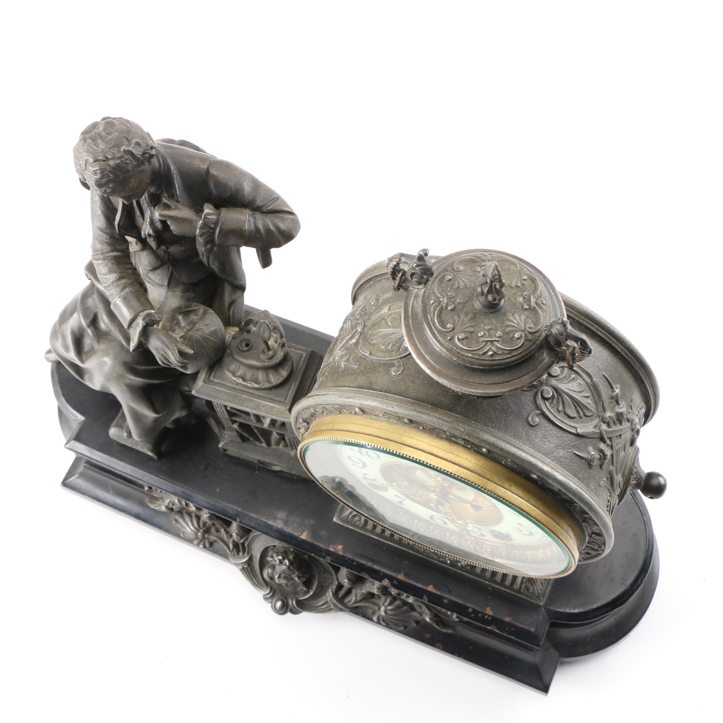 Ansonia Figural Mantel Clock of Isaac Newton EBTH