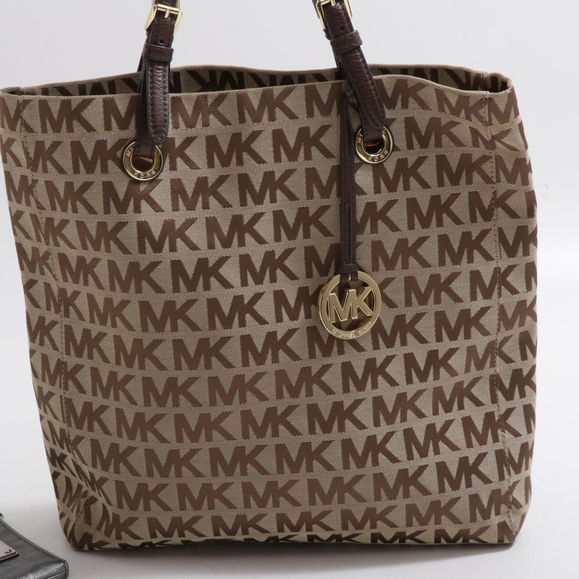 Michael Kors Monogrammed Canvas and Leather Tote with Wristlet EBTH