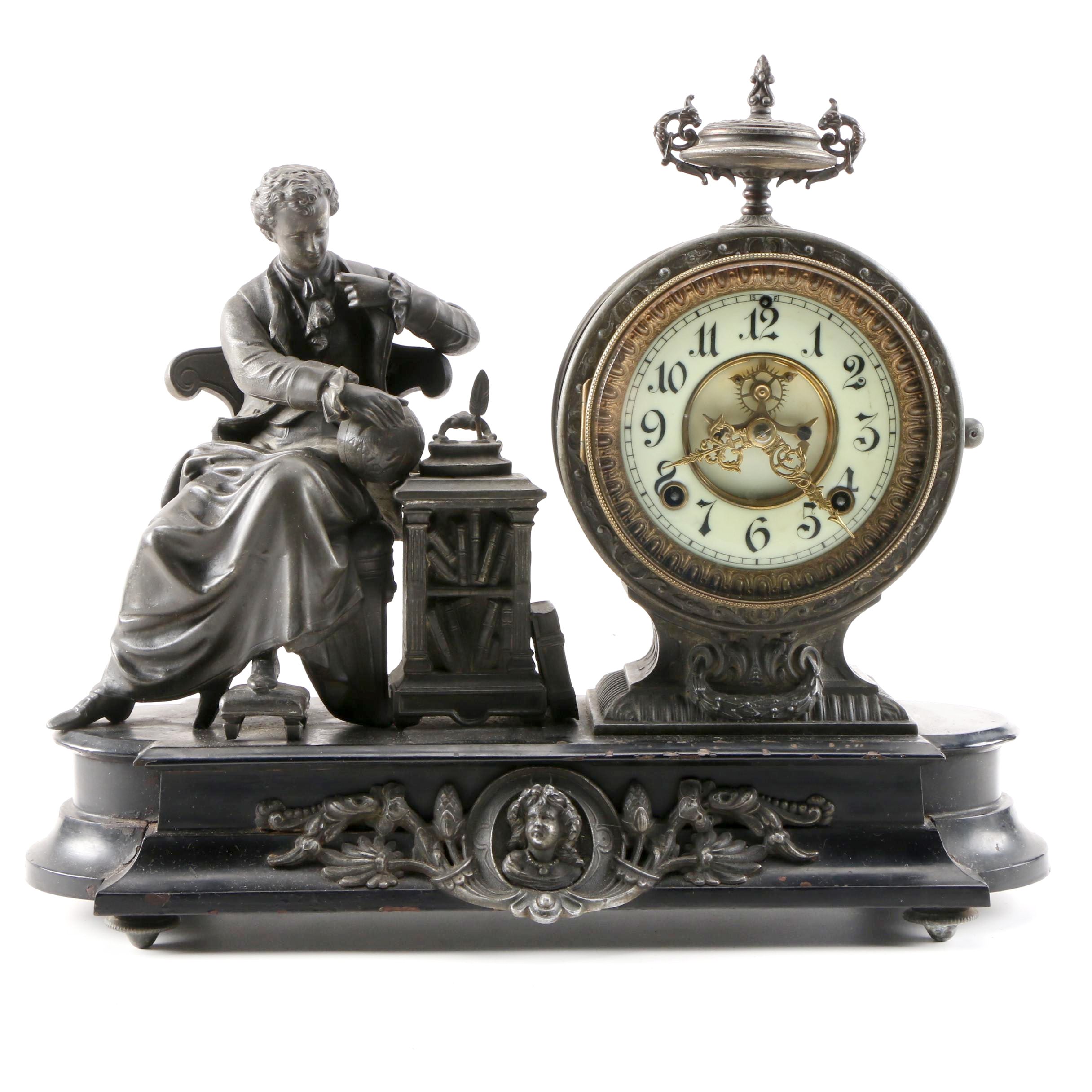 Ansonia Figural Mantel Clock of Isaac Newton EBTH