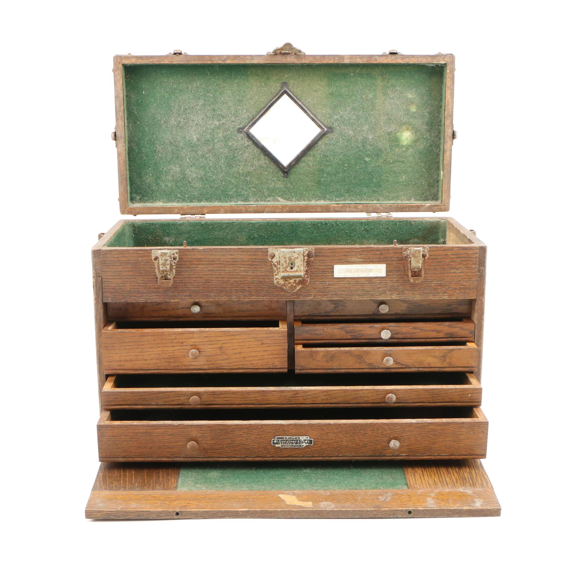 Gerstner & Sons Quarter Sawn Oak Machinist Tool Box, Mid20th Century