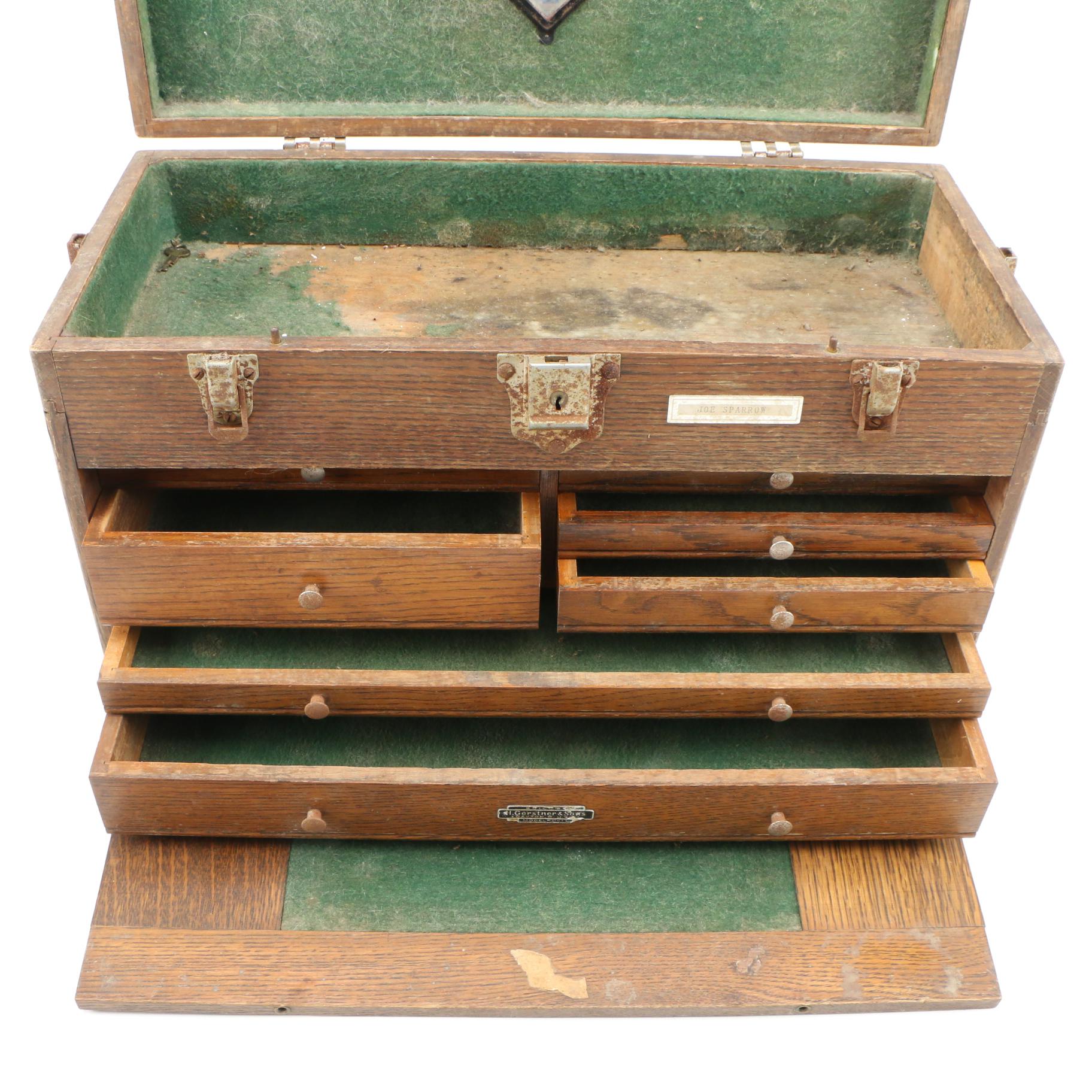 Gerstner & Sons Quarter Sawn Oak Machinist Tool Box, Mid20th Century