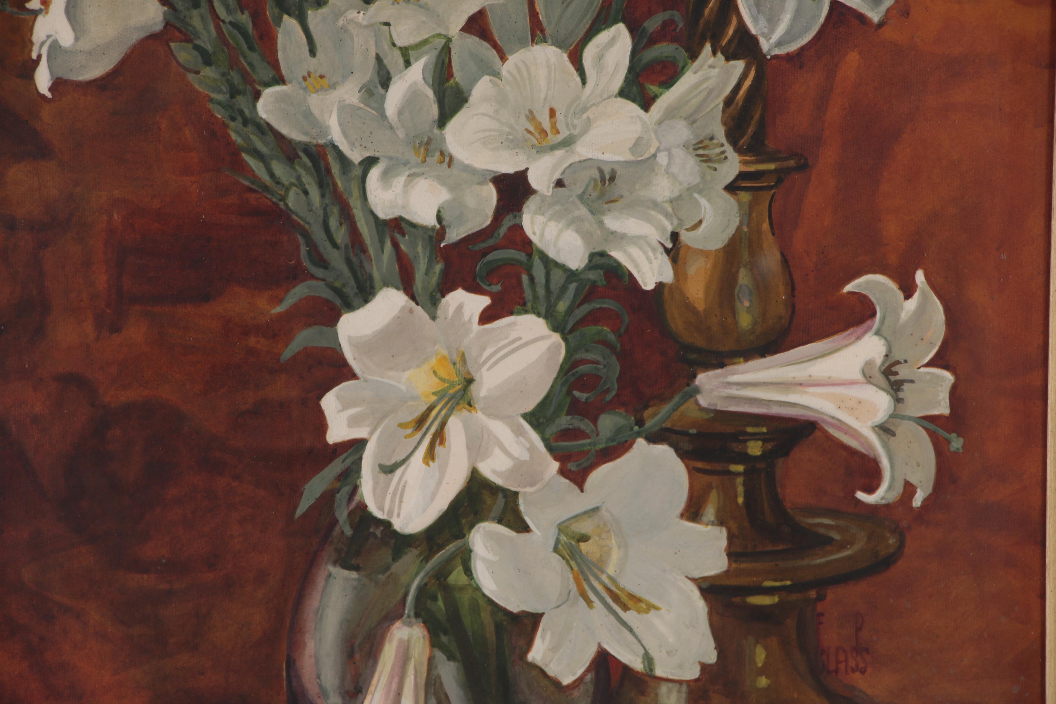 Franz Paul Glass Floral Still Life Gouache Painting EBTH