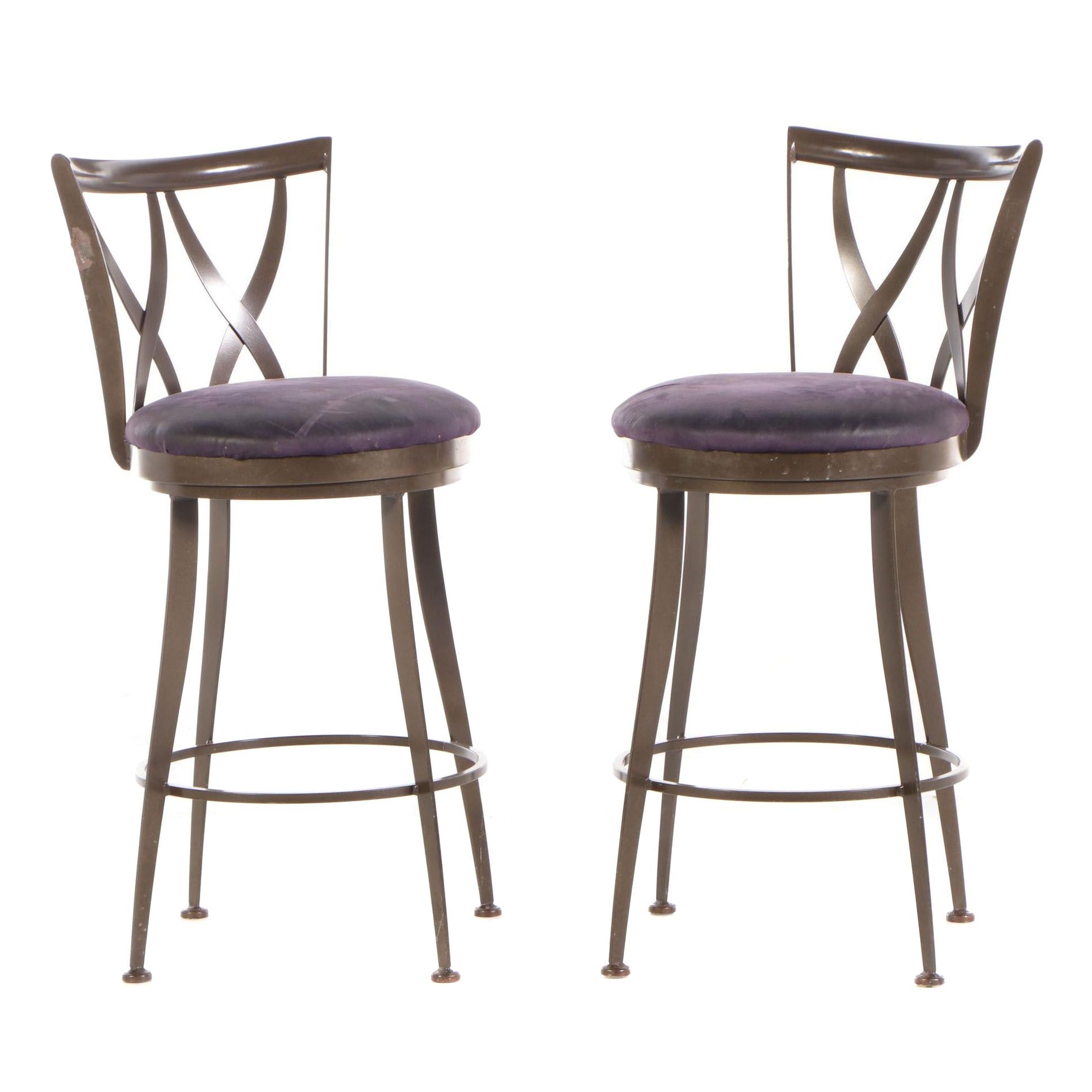 Contemporary Modern Metal Upholstered Swivel Counter Height Side Chairs