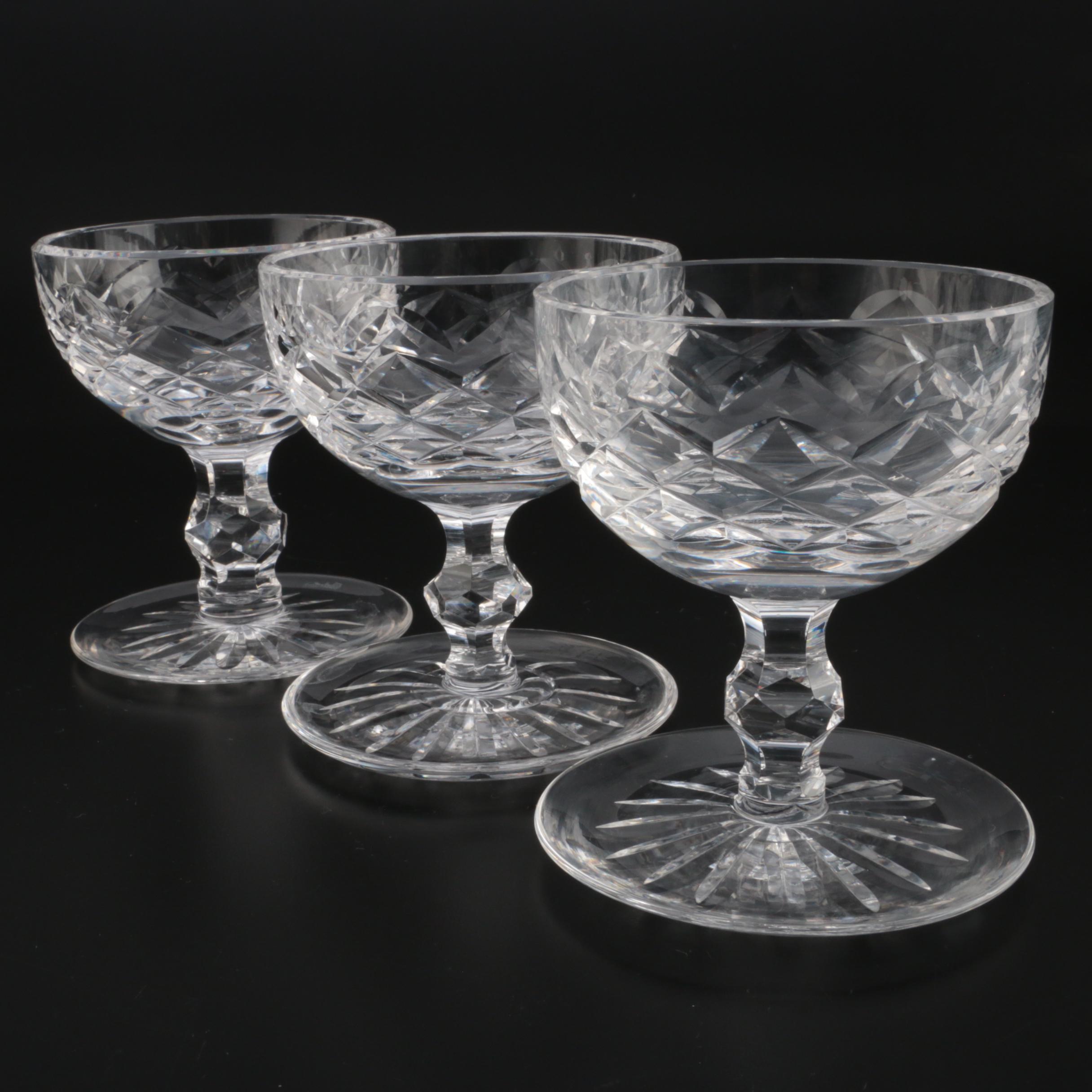 Waterford Crystal "Powerscourt" Footed Dessert Bowls, Mid to Late 20th