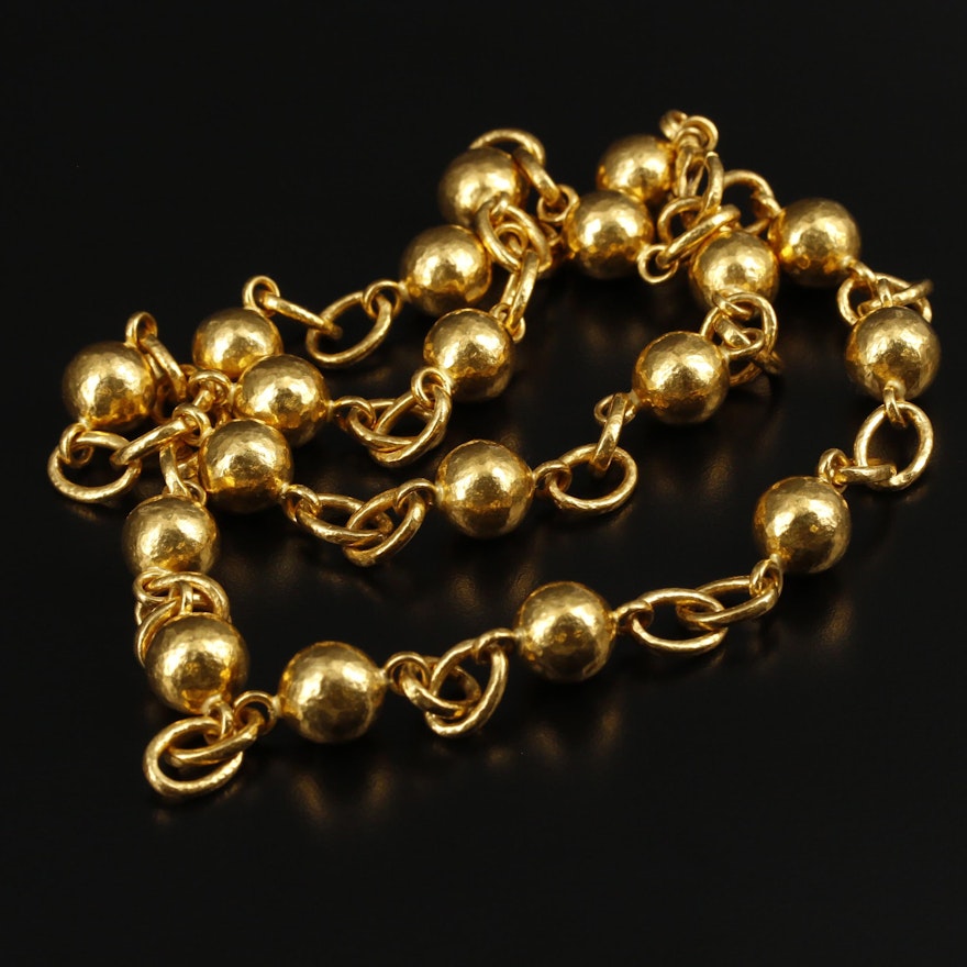 Gurhan 22K Gold Link Necklace with Hammered Finish | EBTH