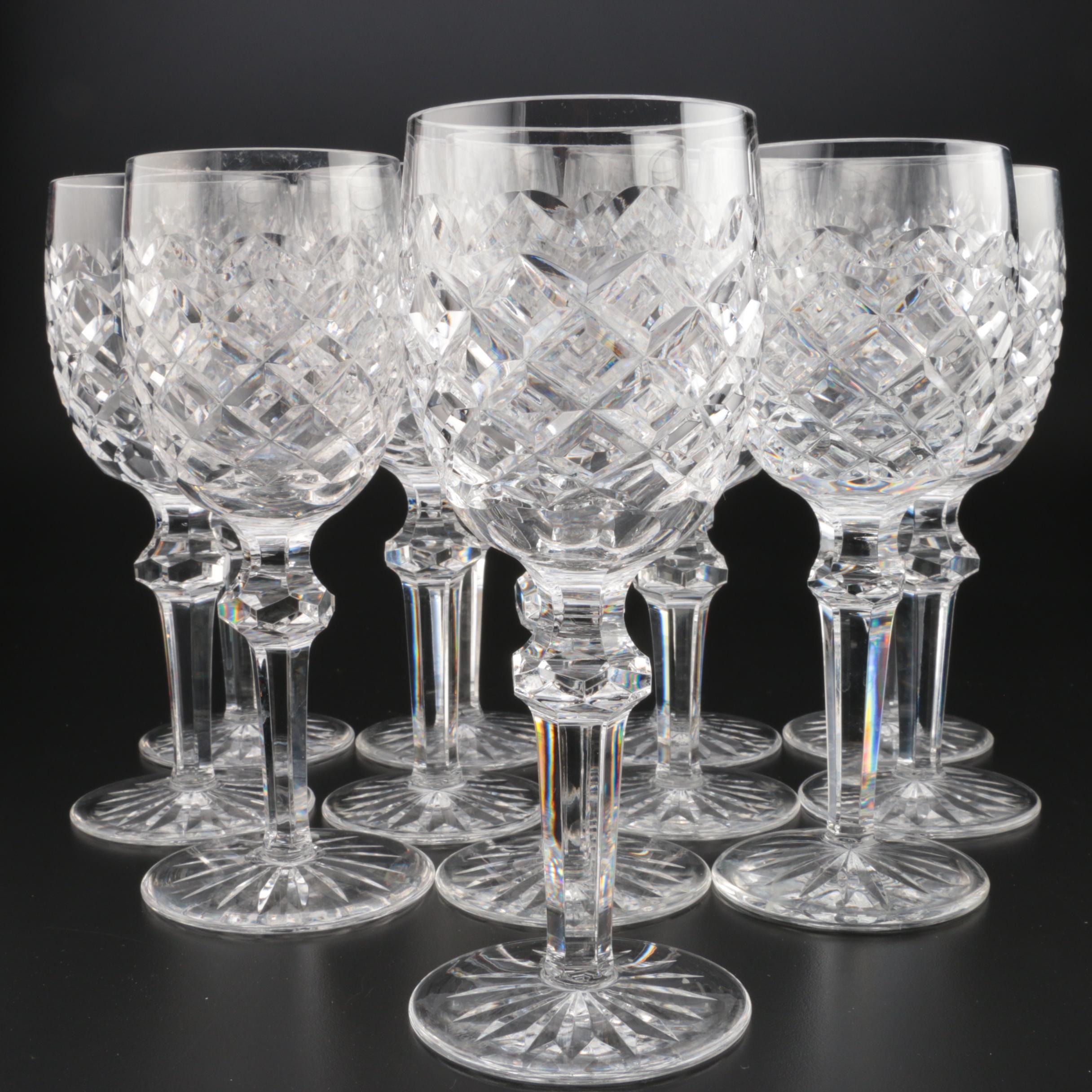 Waterford Crystal "Powerscourt" Claret Wine Glasses, Mid to Late 20th