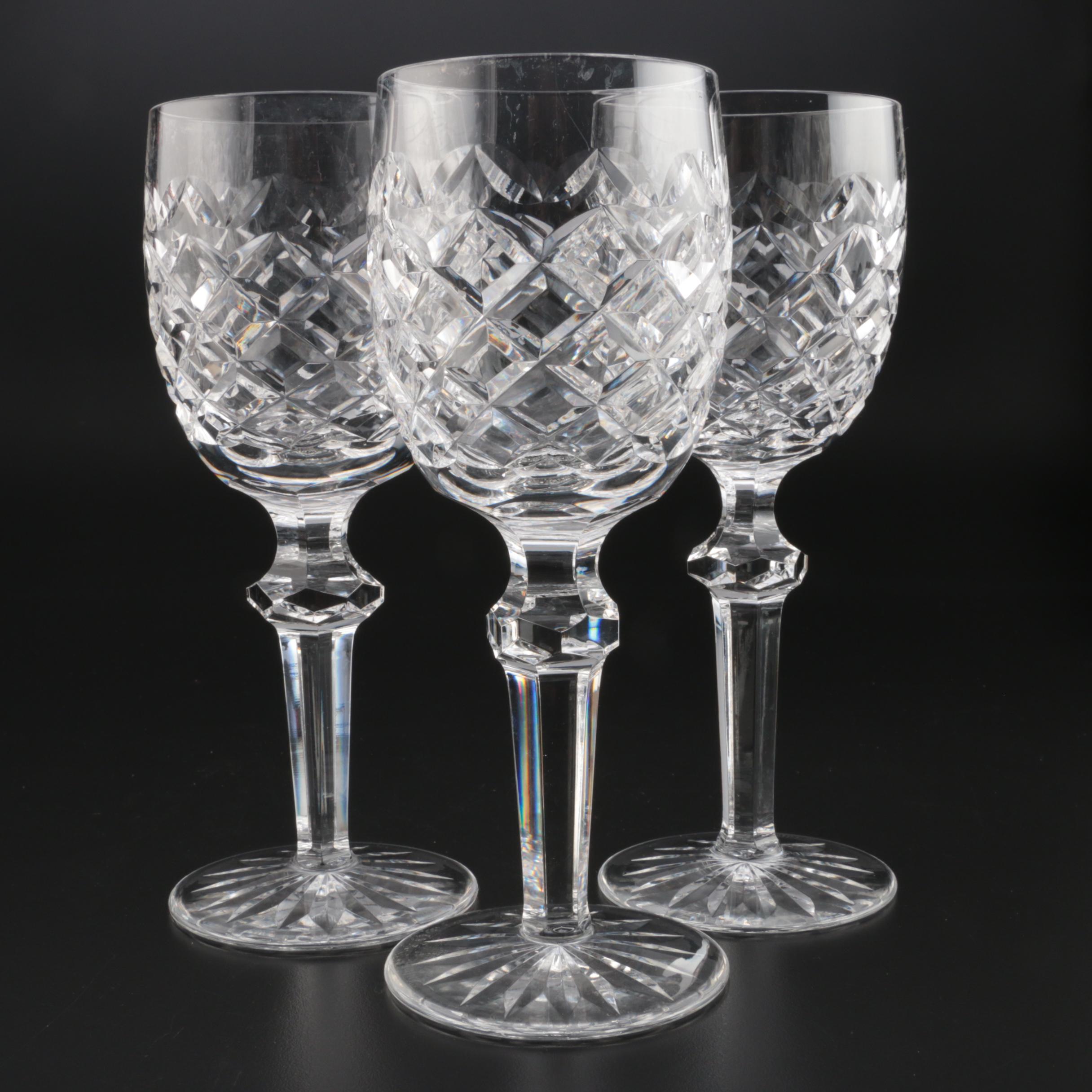 Waterford Crystal "Powerscourt" Claret Wine Glasses, Mid to Late 20th