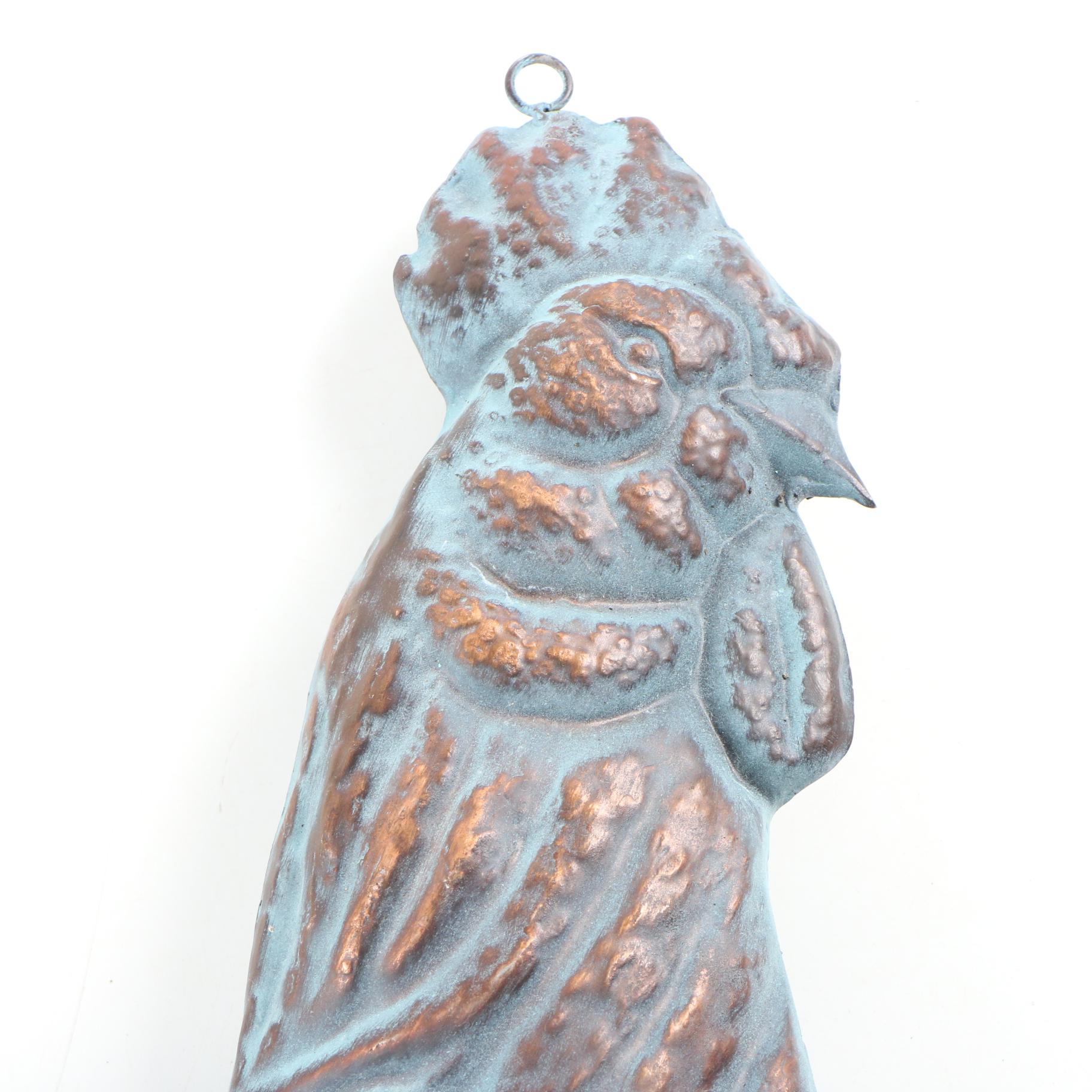 Copper Patinated Hanging Metal Rooster Wall Décor EBTH