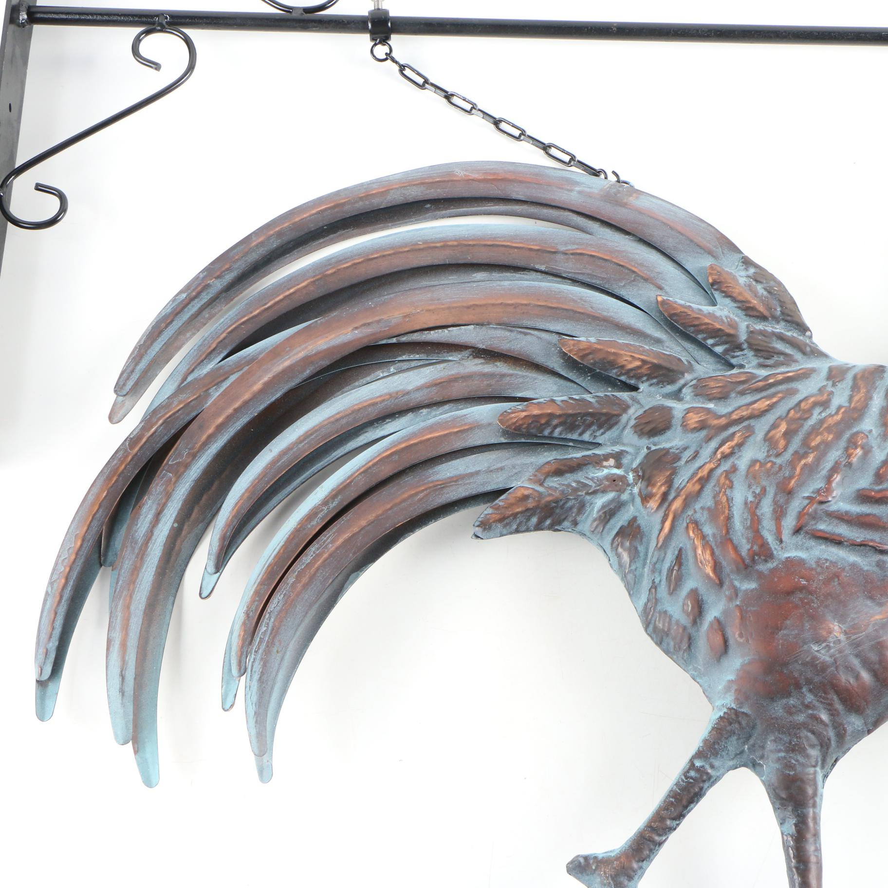 Copper Patinated Hanging Metal Rooster Wall Décor EBTH