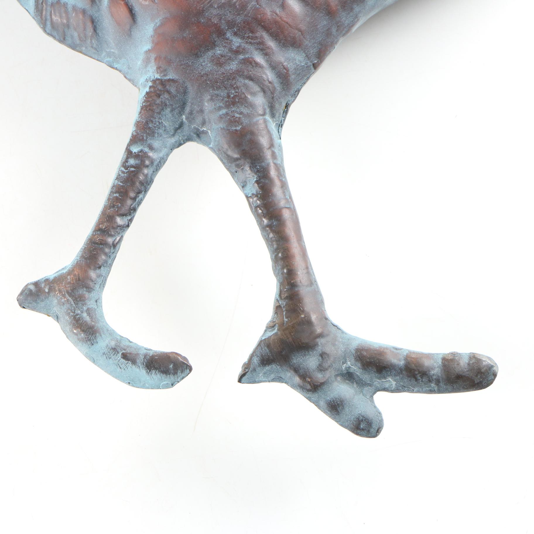 Copper Patinated Hanging Metal Rooster Wall Décor EBTH