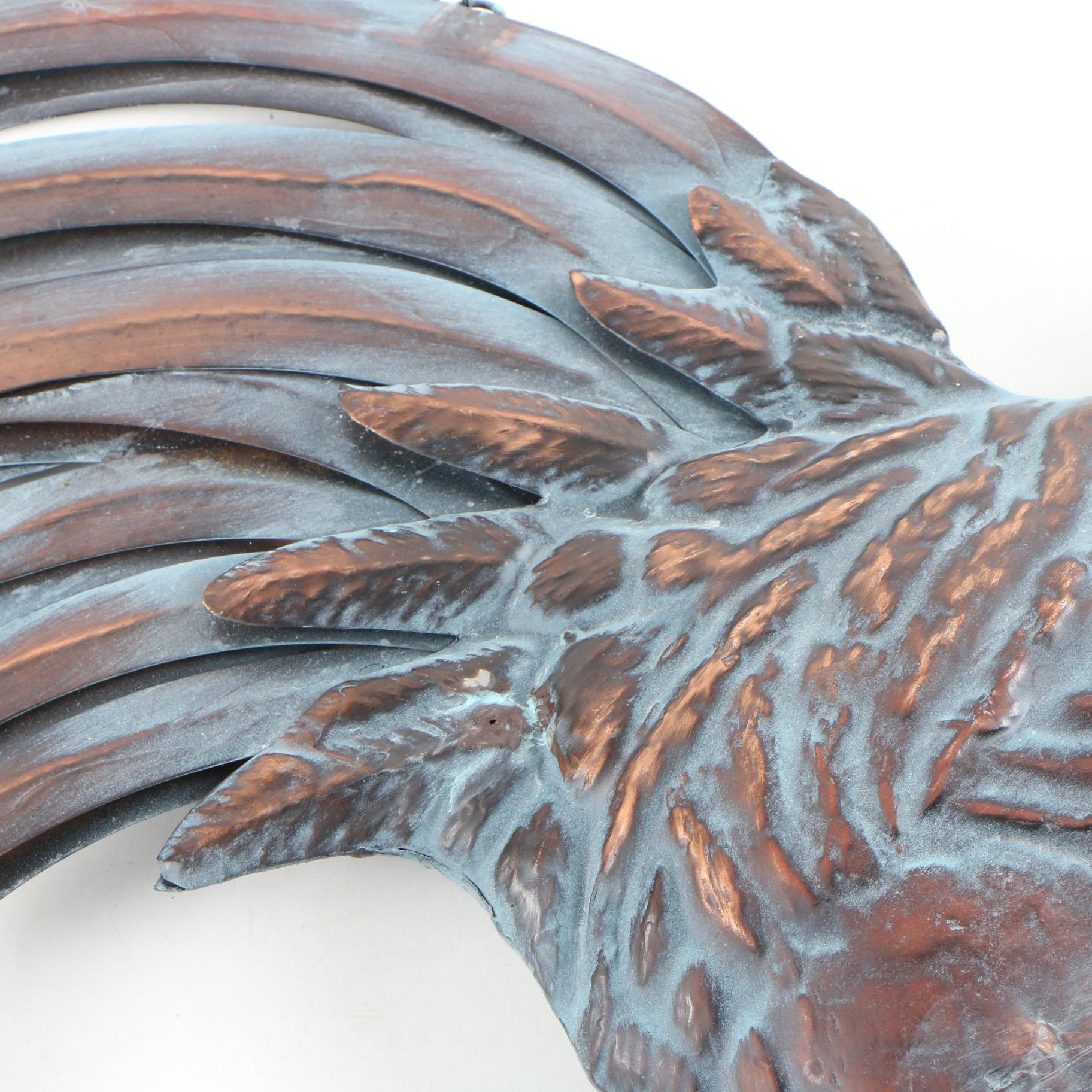 Copper Patinated Hanging Metal Rooster Wall Décor EBTH