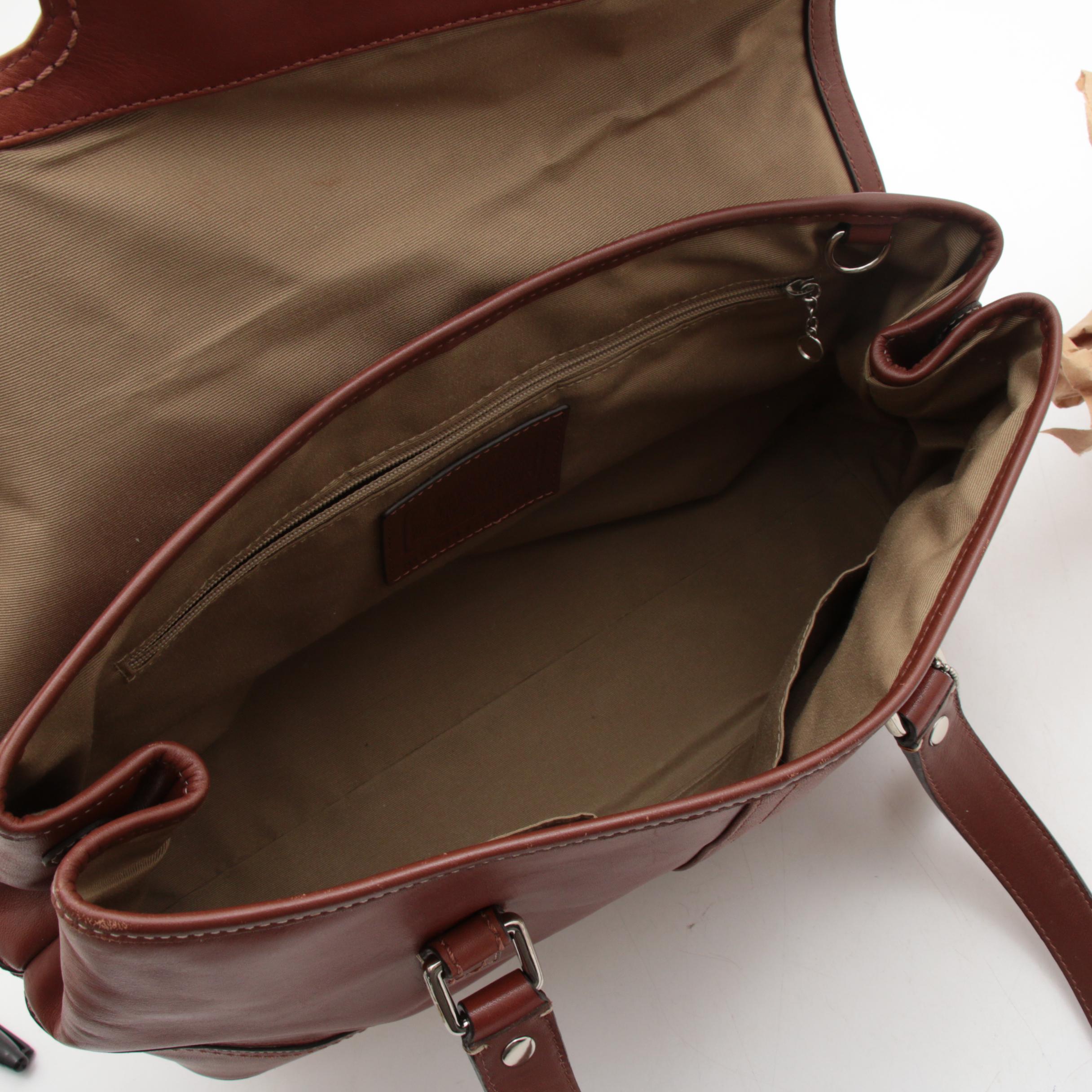 Coach Hamilton Chestnut Leather Satchel Handbag with Topstitching EBTH