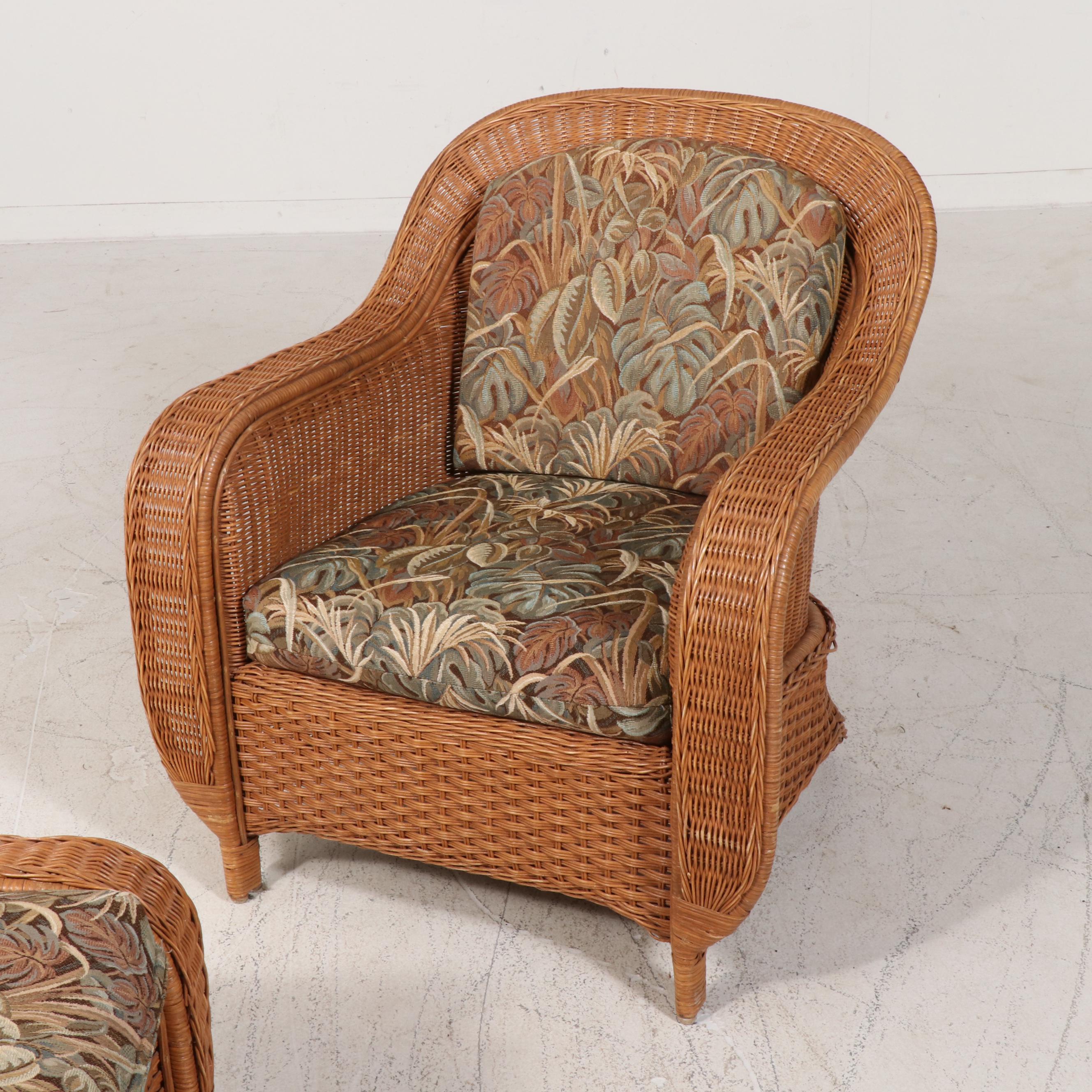 Palecek Wicker Chair with Ottoman EBTH