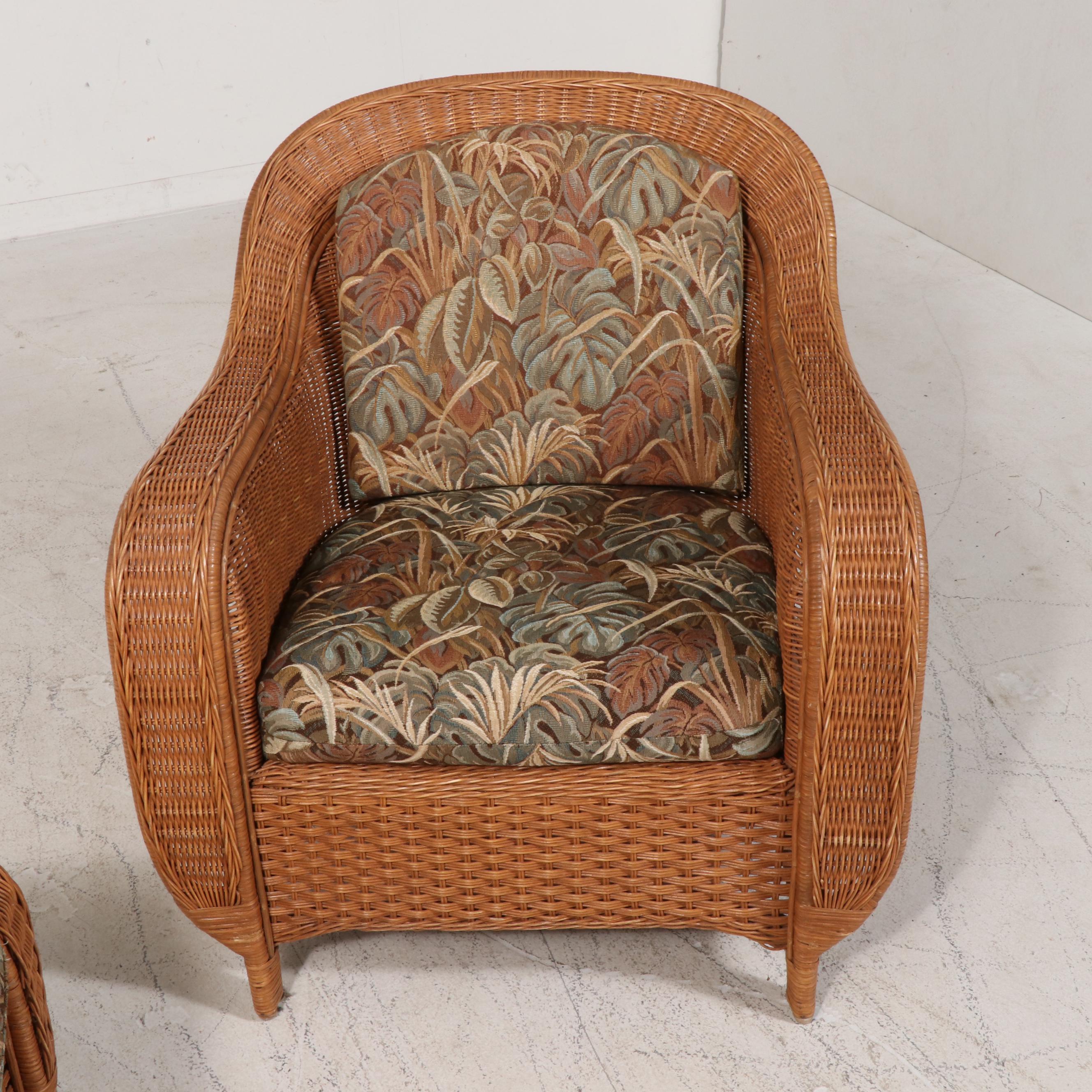 Palecek Wicker Chair with Ottoman EBTH