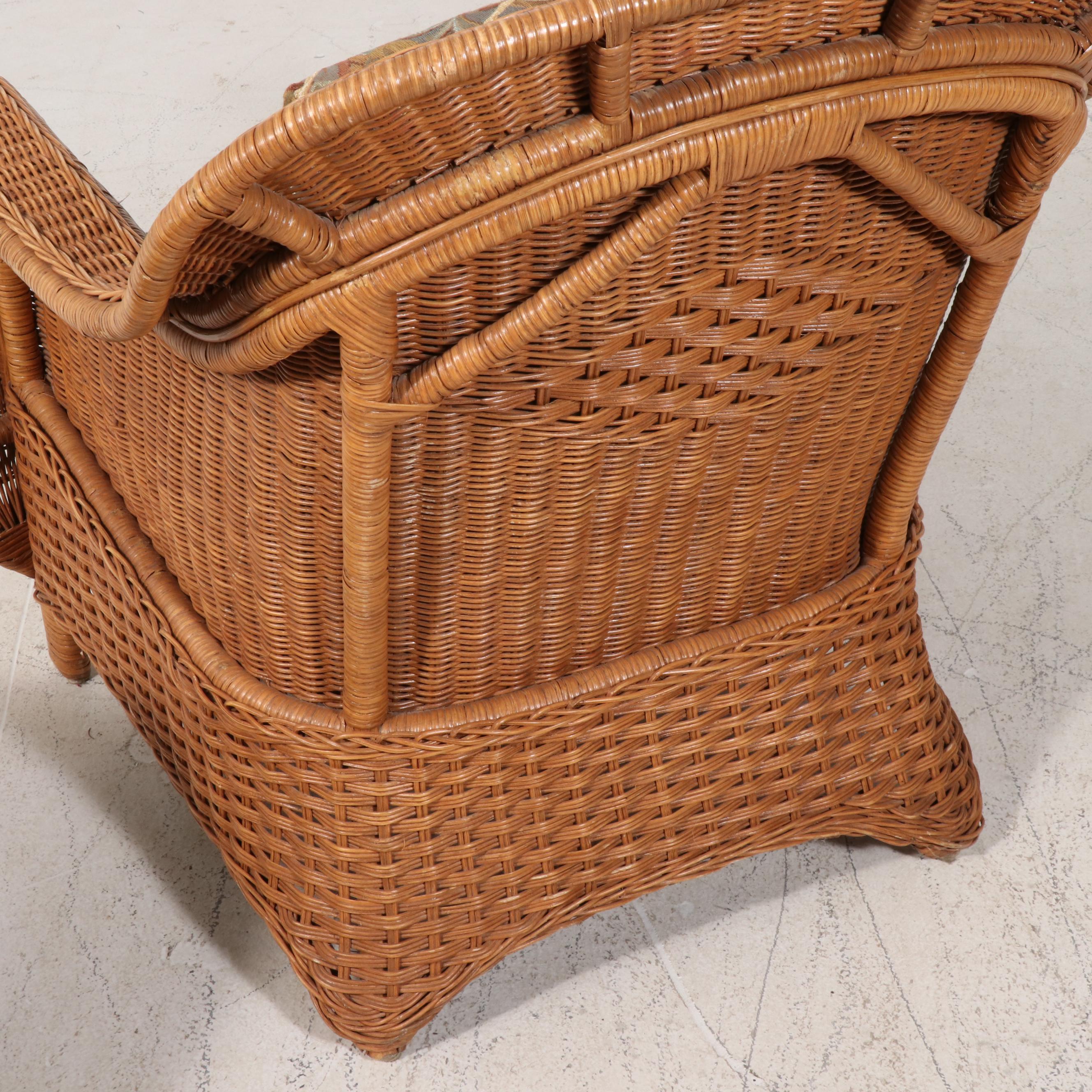 Palecek Wicker Chair with Ottoman EBTH