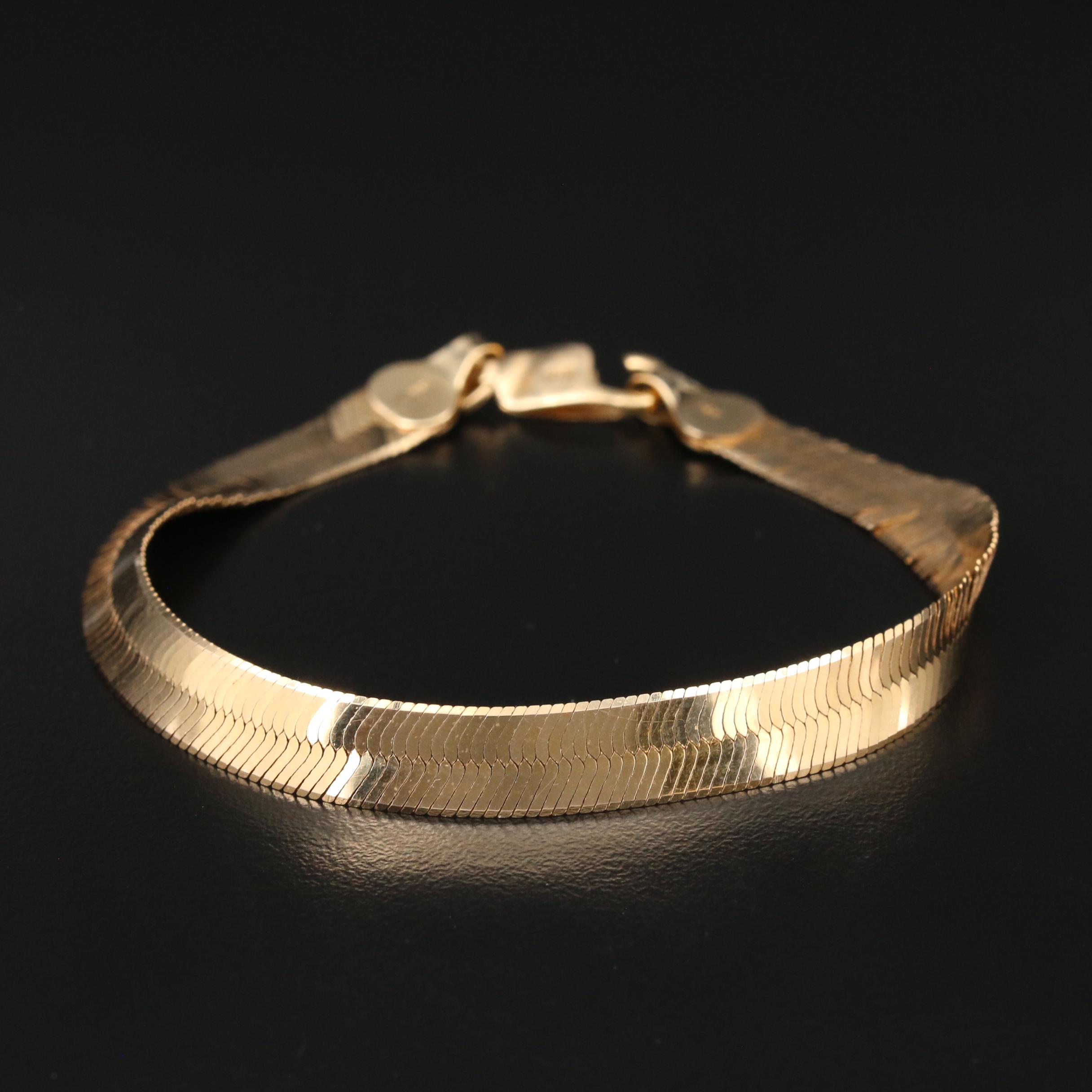 14K Gold Herringbone Bracelet EBTH