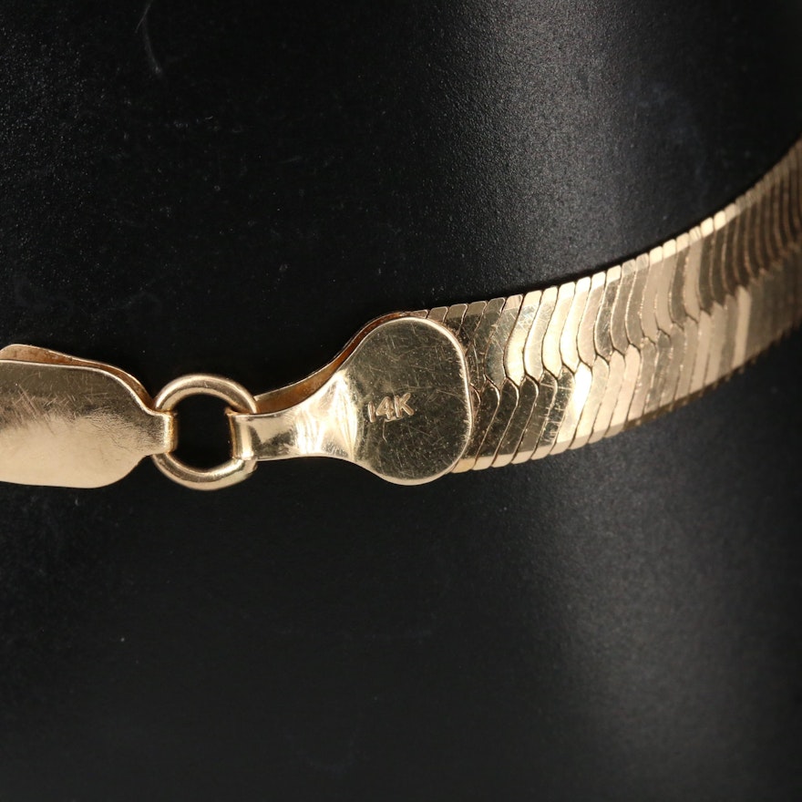 14k Gold Herringbone Bracelet Ebth 2390