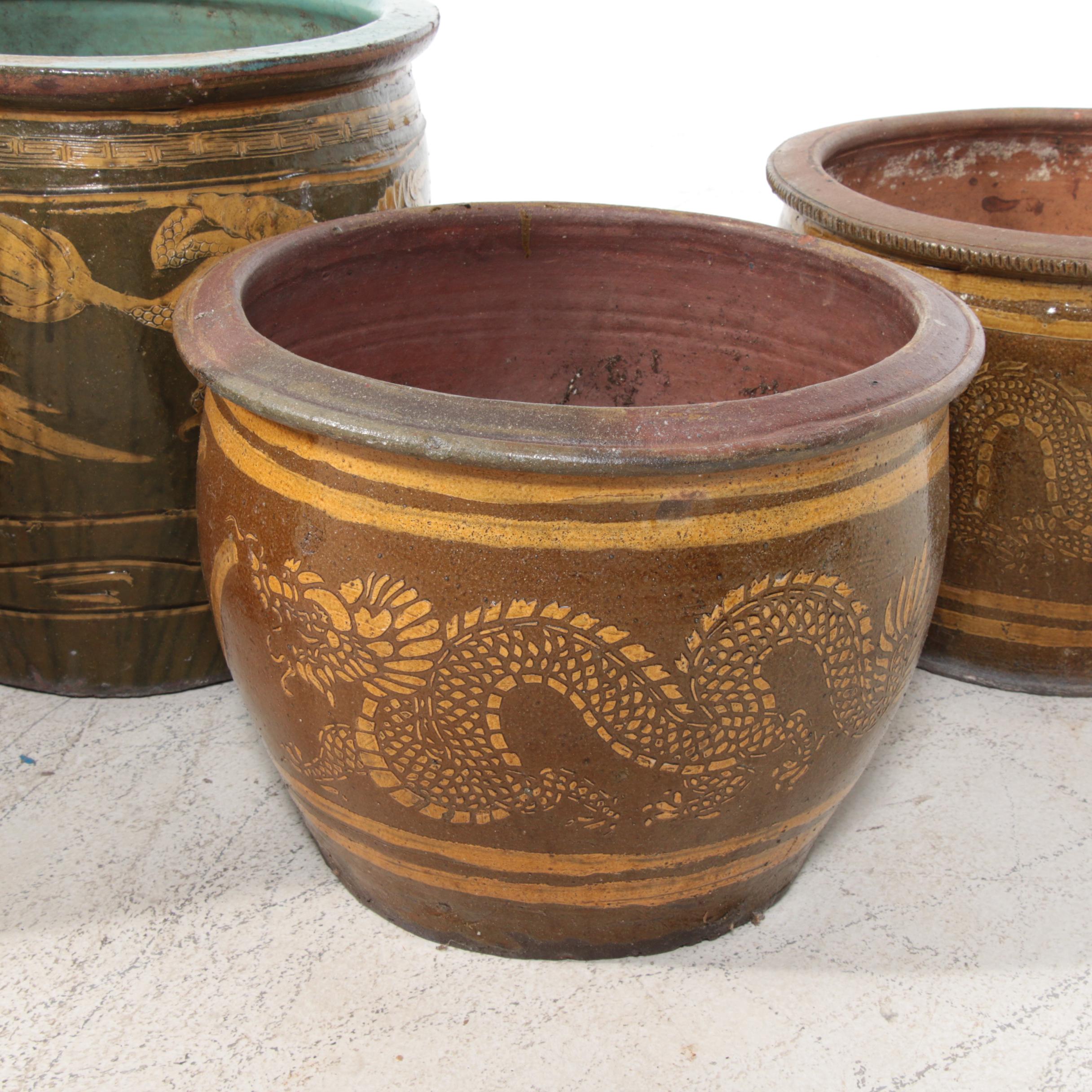 Chinese Dragon Egg Pot Earthenware Jardinières EBTH