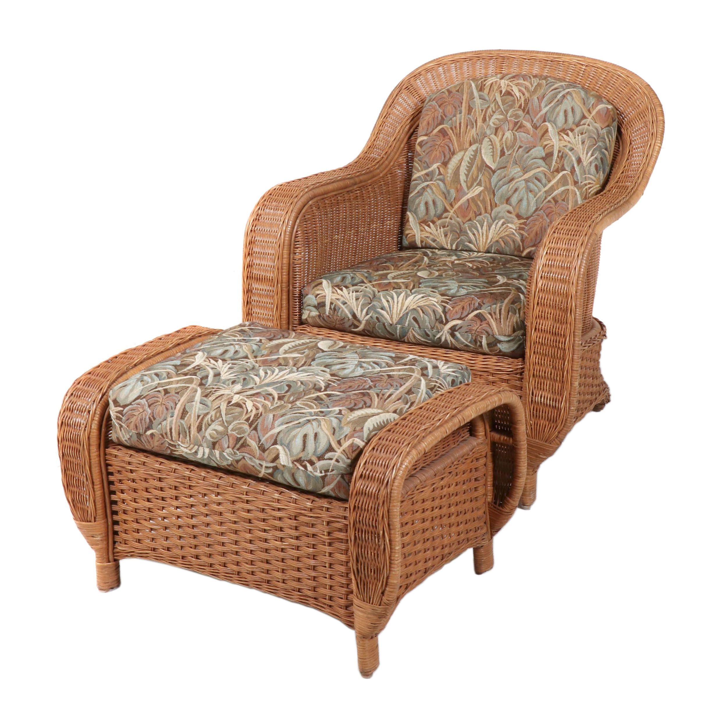 Palecek Wicker Chair With Ottoman EBTH   File