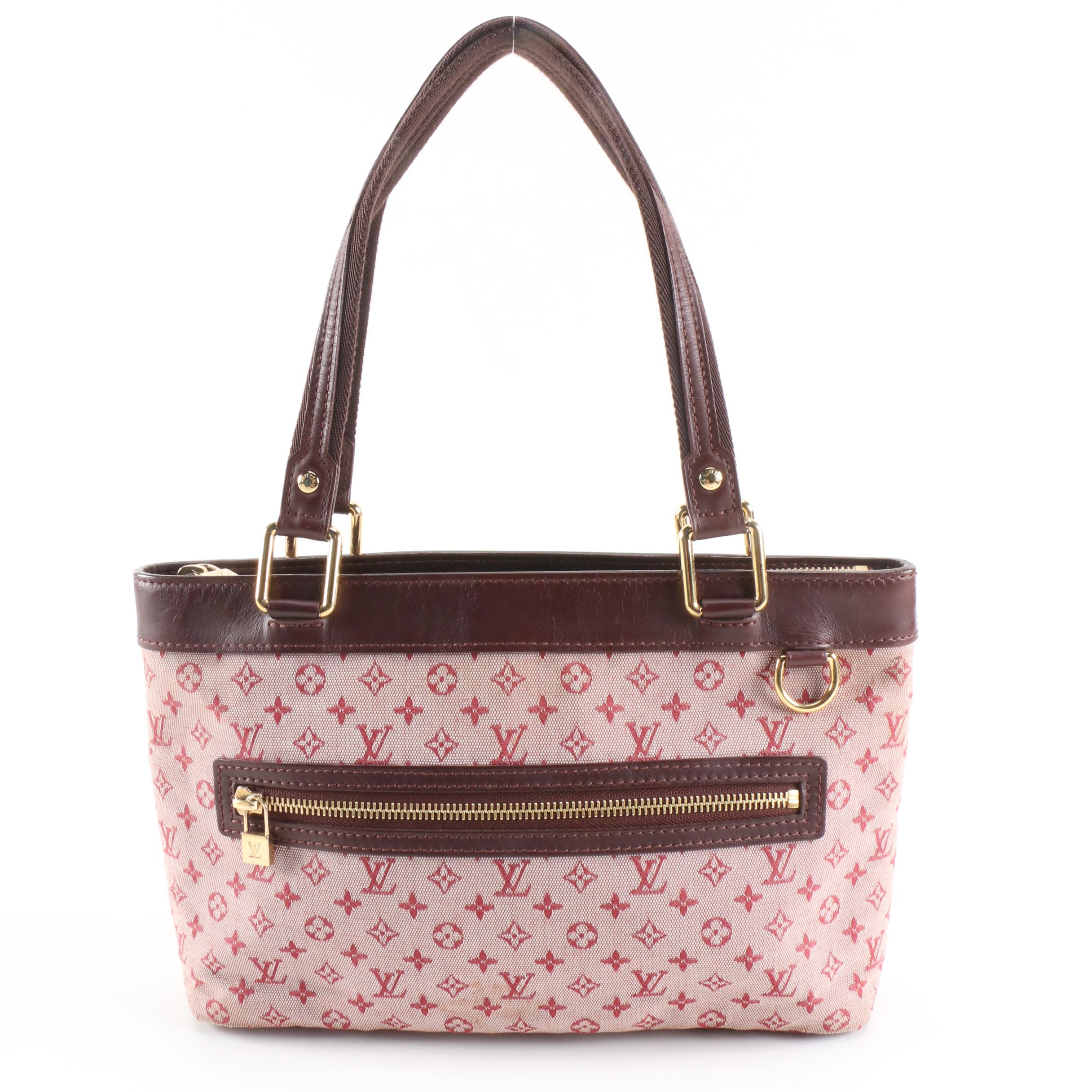 Louis Vuitton Lucille PM Bag in Cherry Red Monogram Mini Lin Canvas and