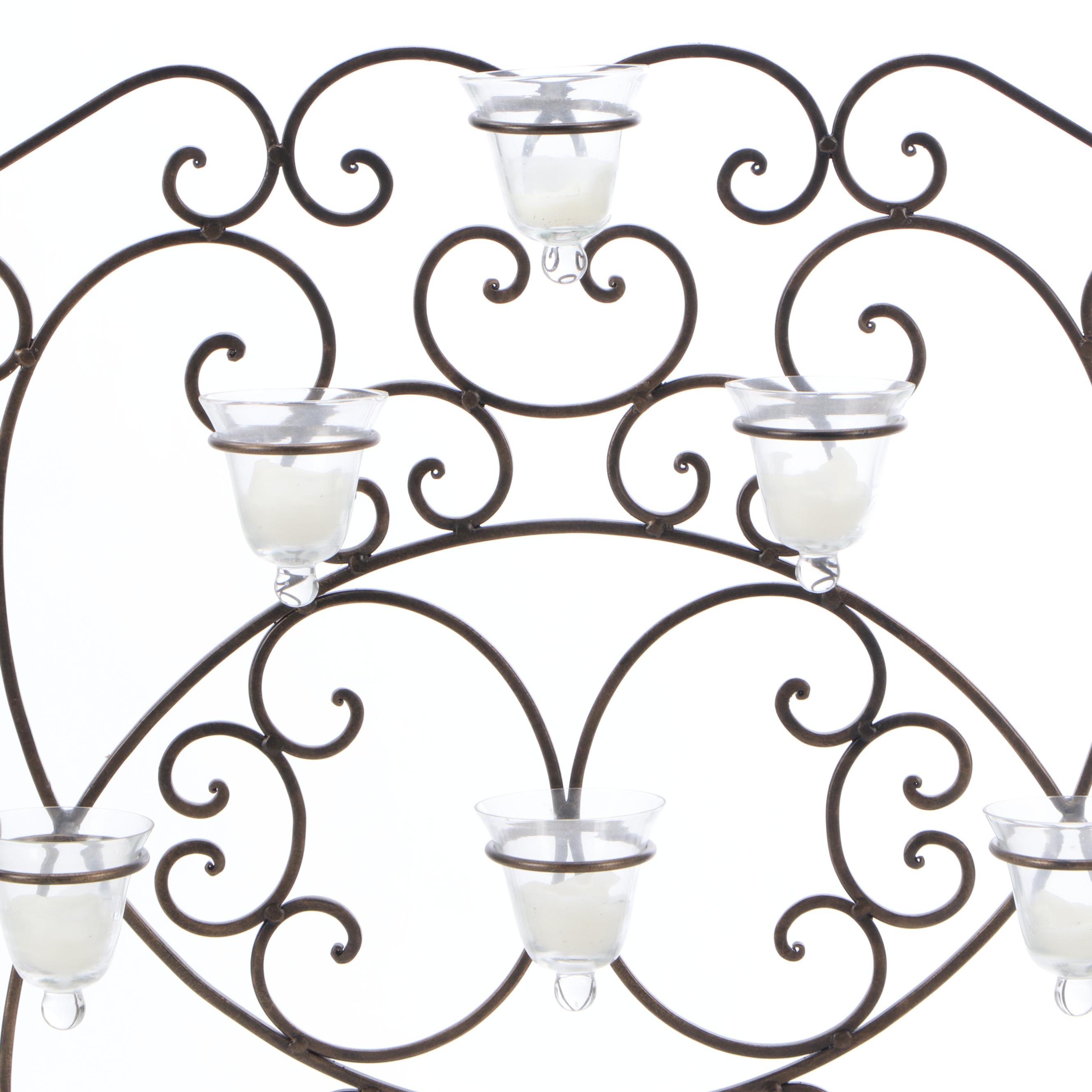 Victorian Style Scrolled Metal Fireplace Screen with Votive Holders EBTH