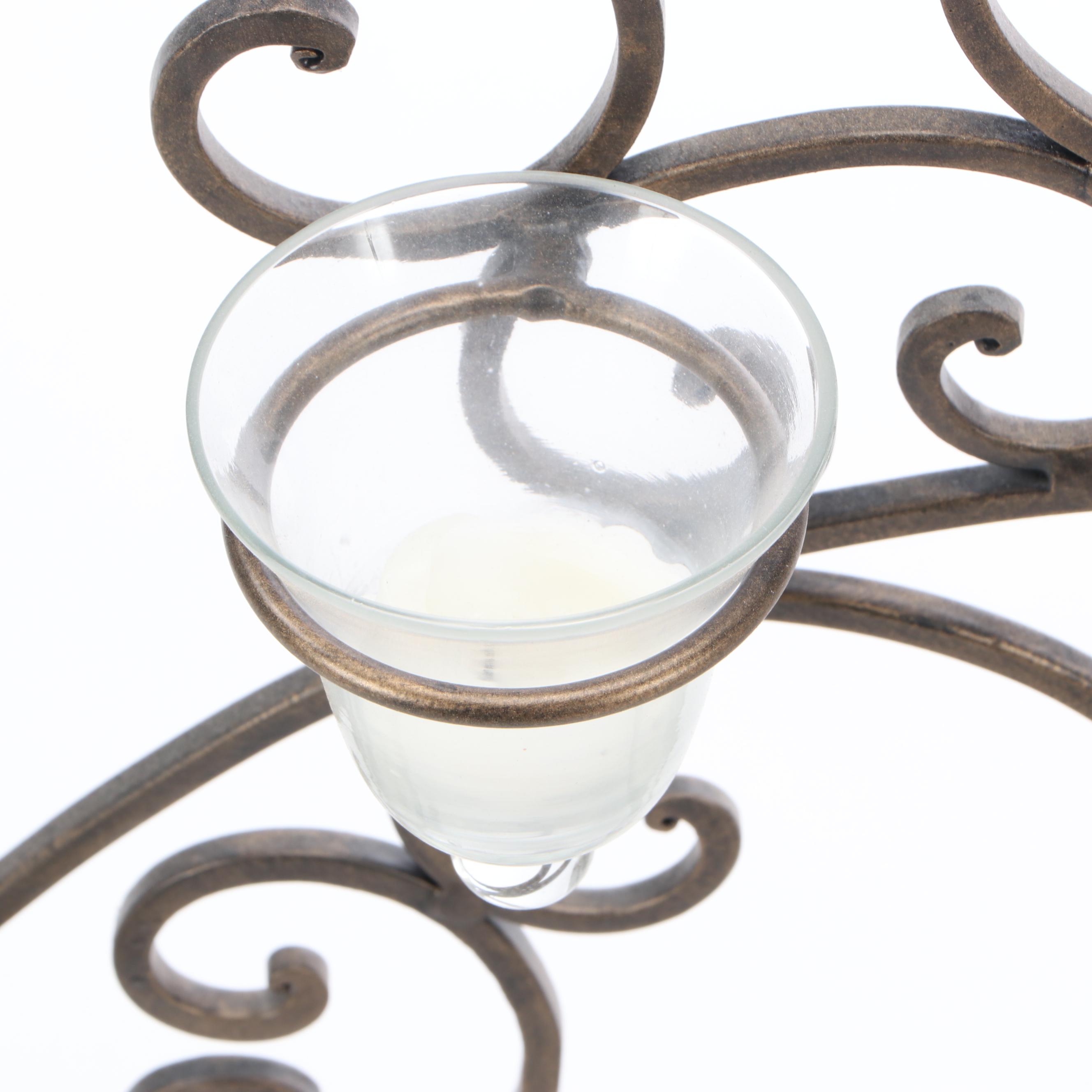 Victorian Style Scrolled Metal Fireplace Screen with Votive Holders EBTH