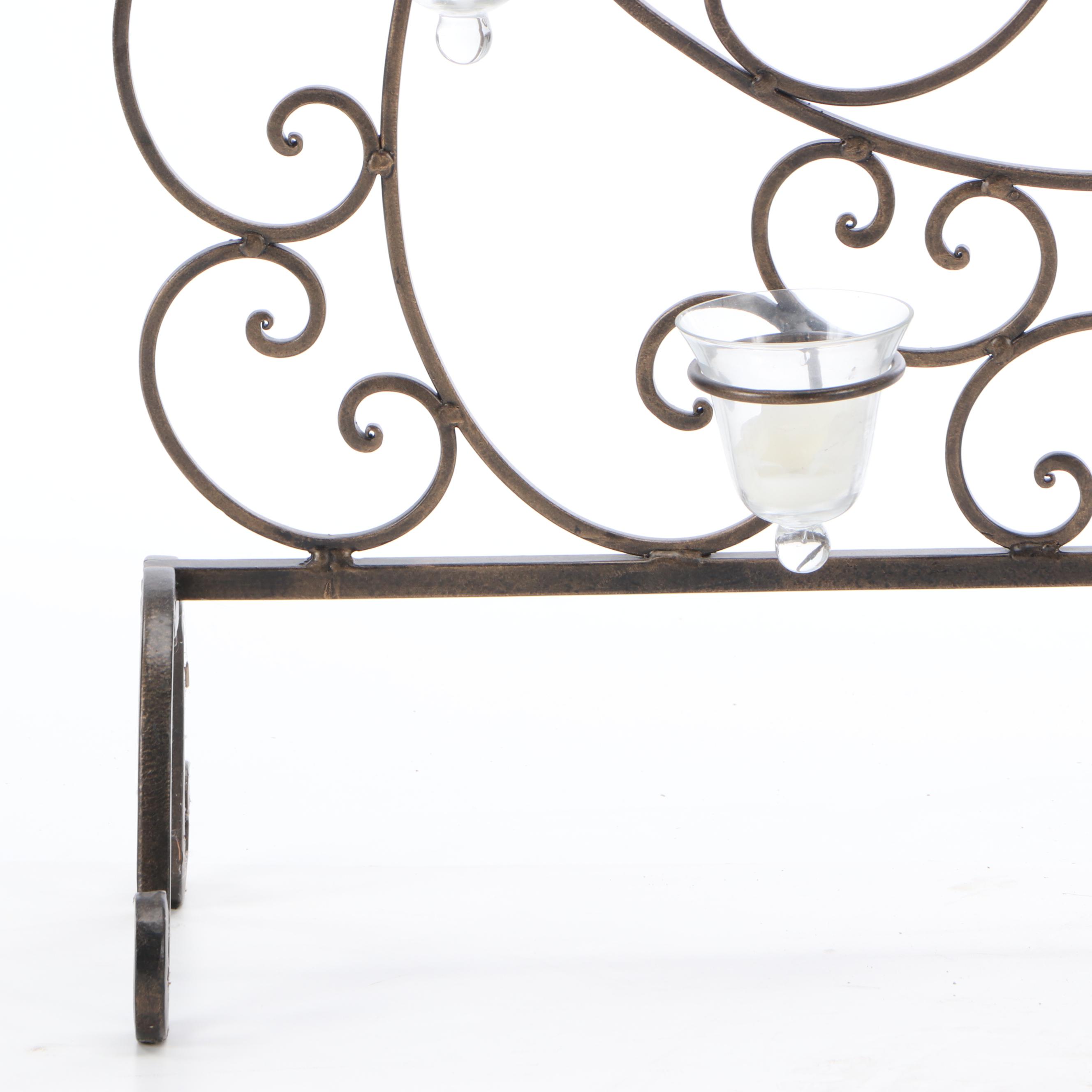 Victorian Style Scrolled Metal Fireplace Screen with Votive Holders EBTH