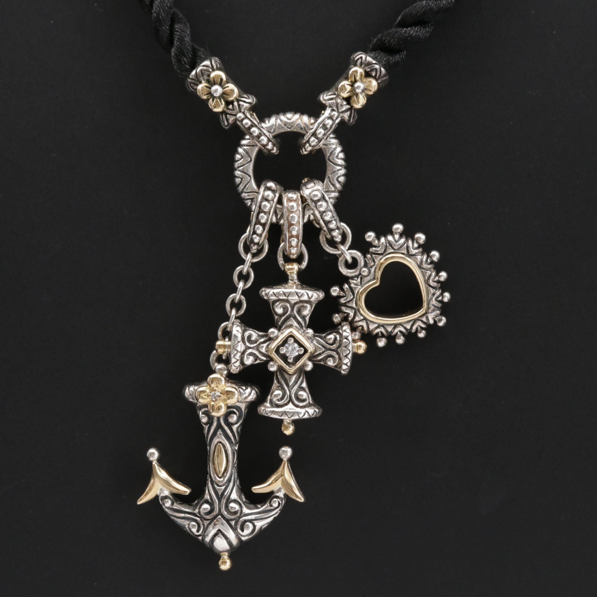 Barbara Bixby Sterling Silver Charm Necklace with 18K and