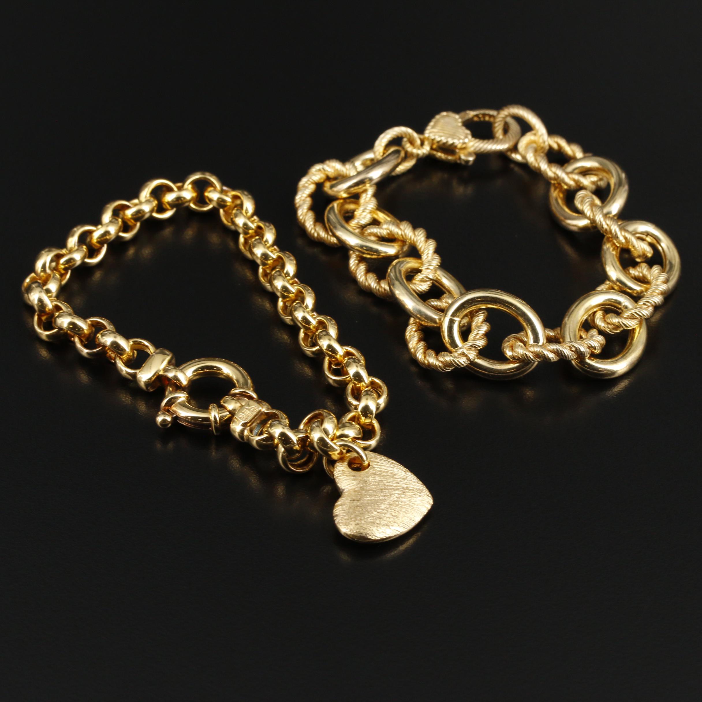 Judith Ripka and Veronese Sterling Silver Link Bracelets