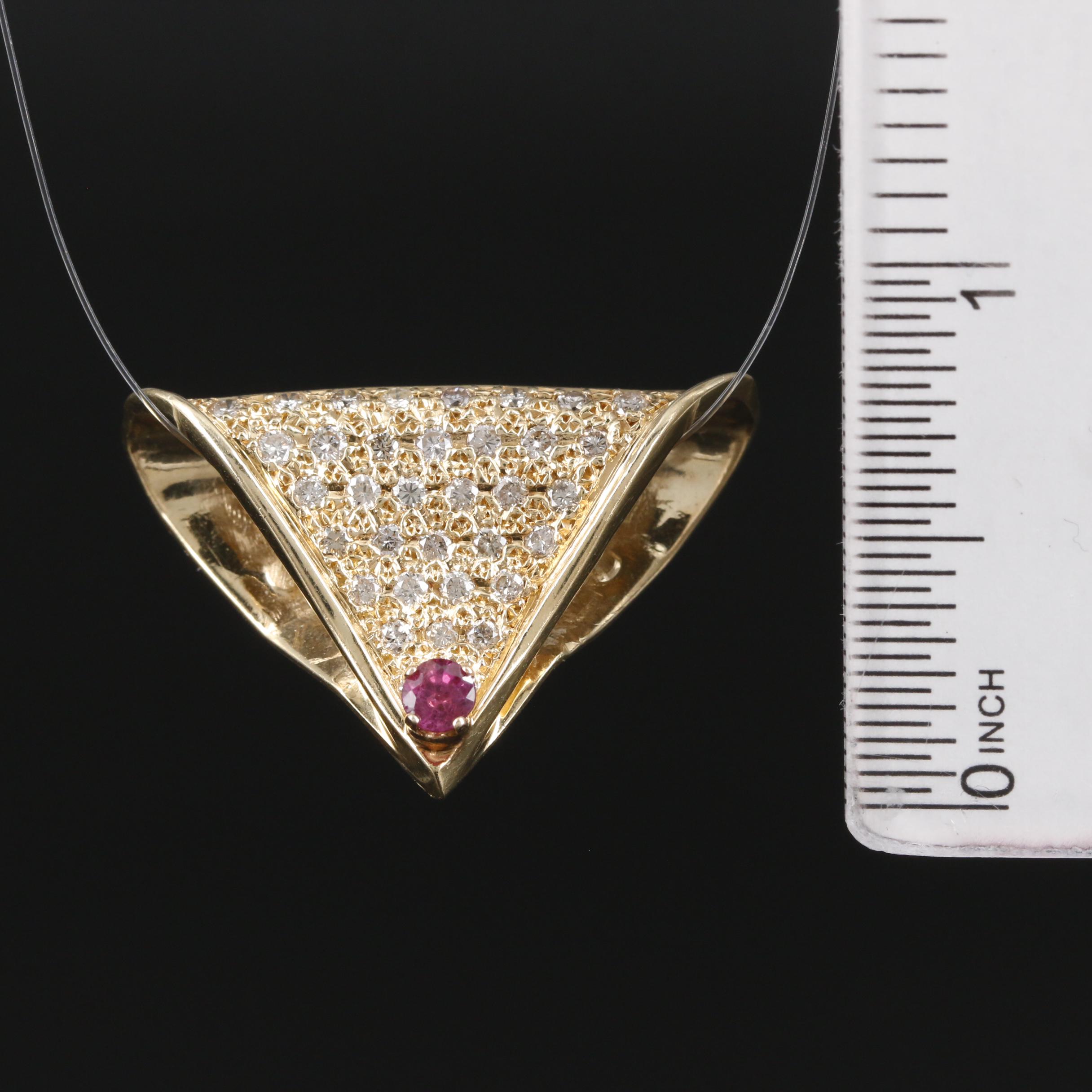 14K Yellow Gold Ruby and Diamond Slide Pendant EBTH
