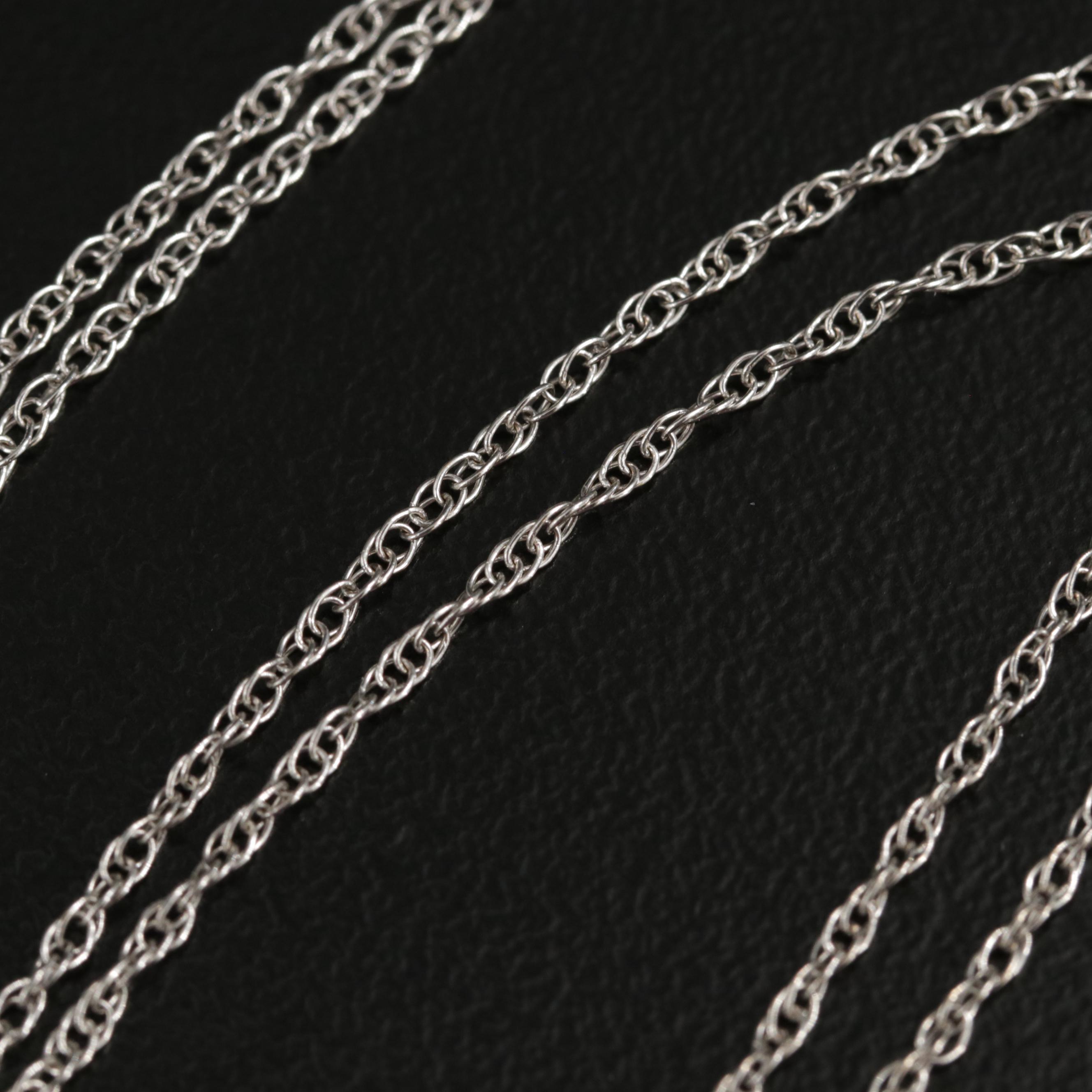 18K White Gold Diamond Pendant with 14K Gold Singapore Chain Necklace