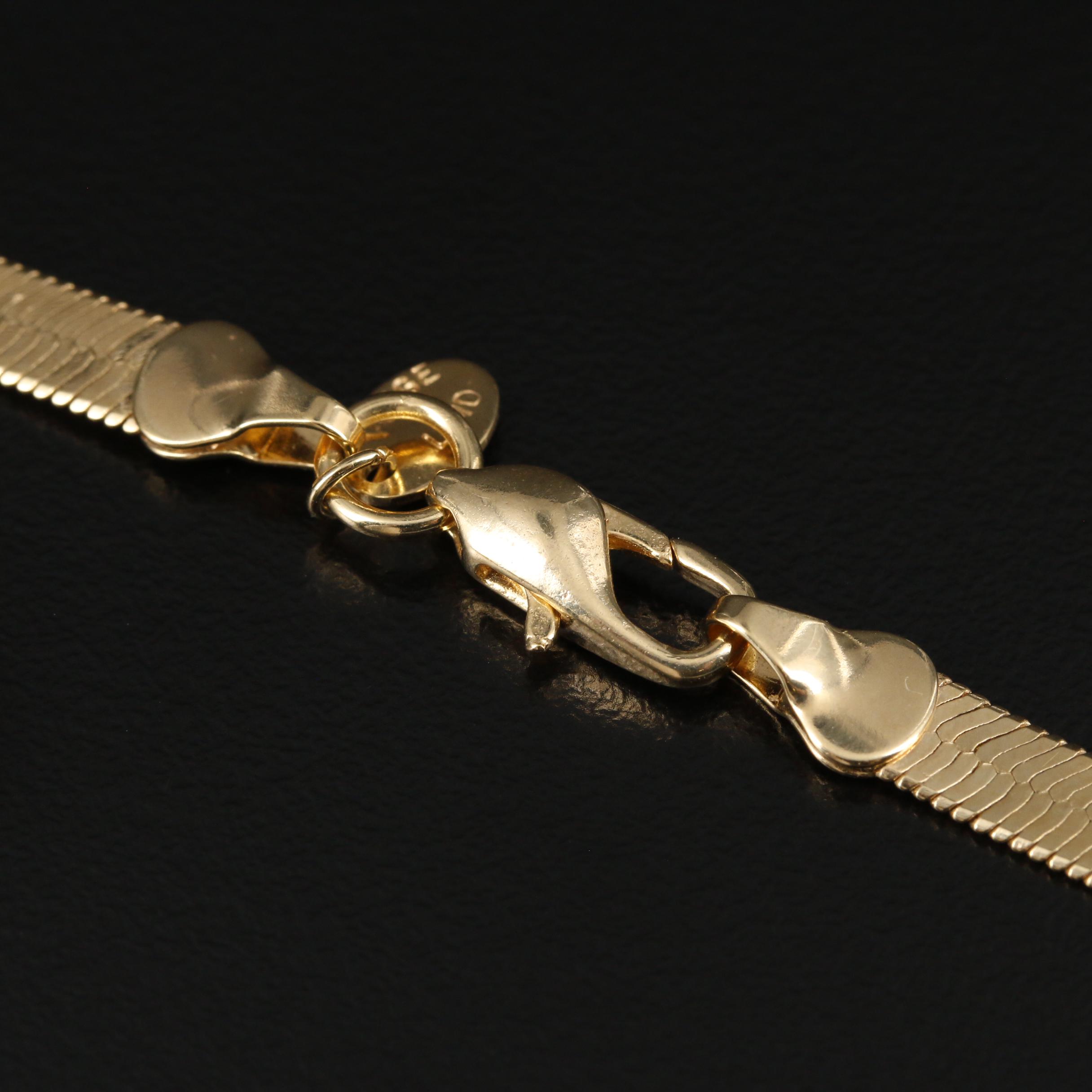 Herringbone Chain Necklace Featuring Diamond Cut Chevron Pattern EBTH