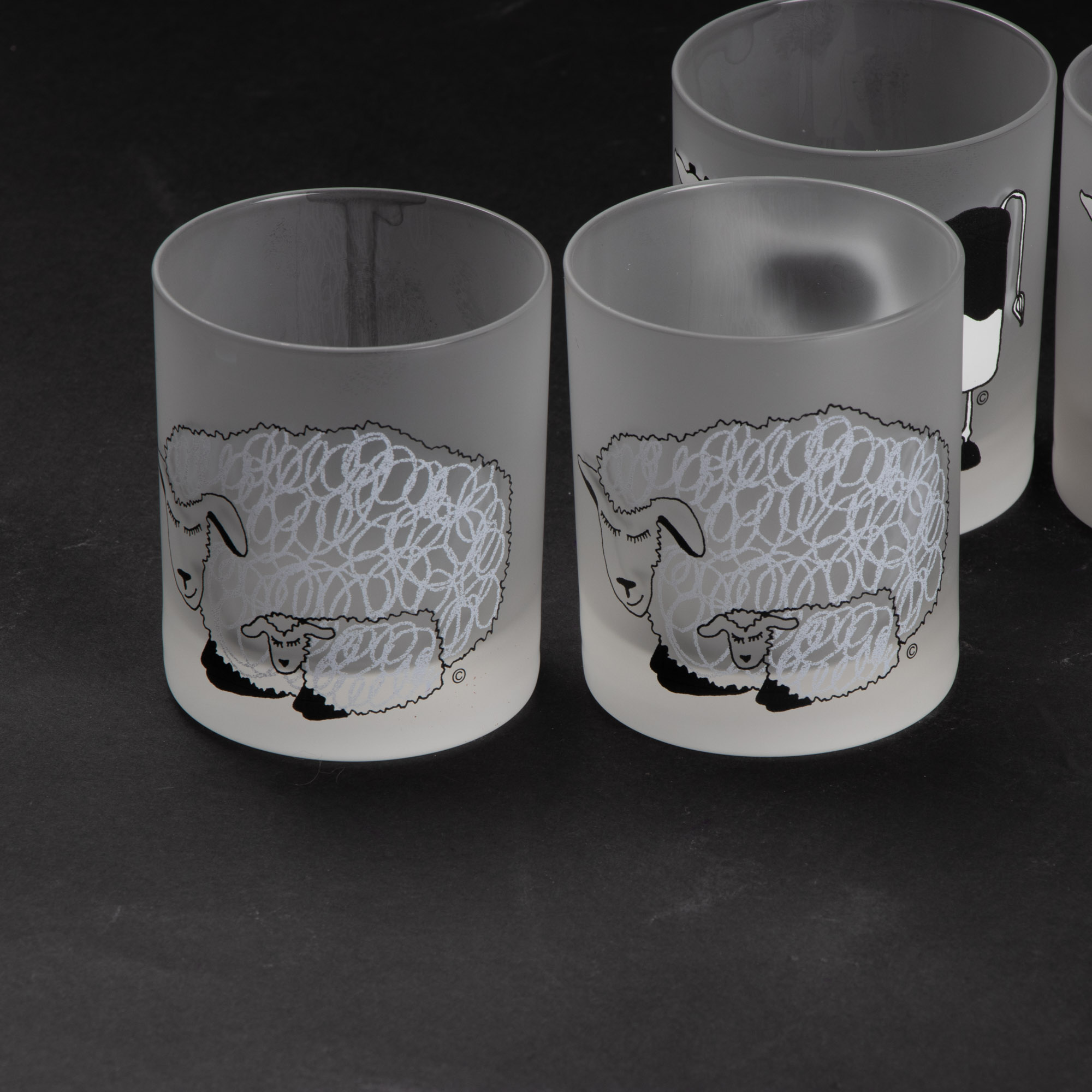 Dartington Designs "Farm Animals" Frosted Double Old Fashioned Glasses