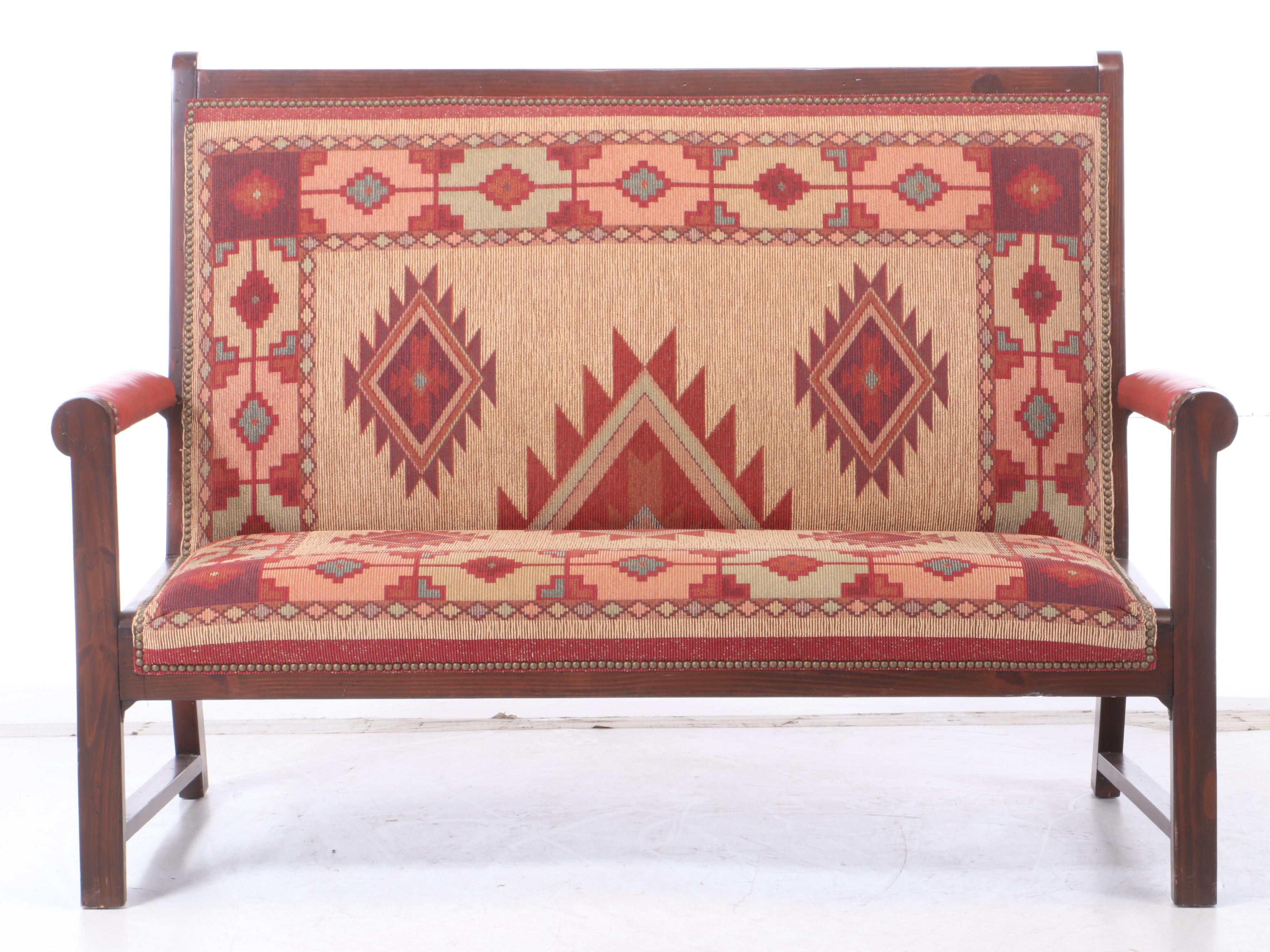 Michael Thomas Southwestern Style Upholstered Pine Bench EBTH