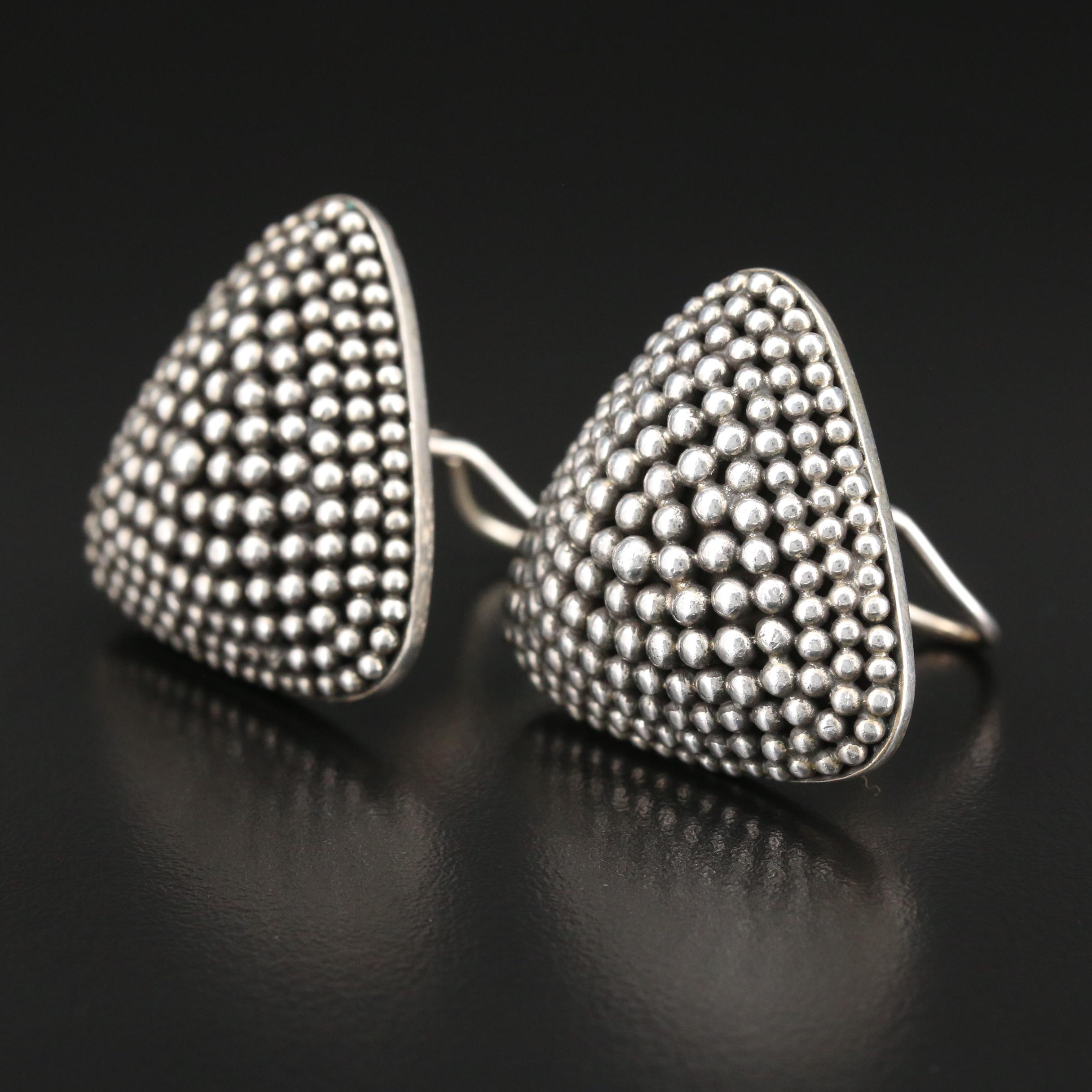 John Hardy Vintage Sterling Silver Triangle Beaded ClipOn Earrings EBTH