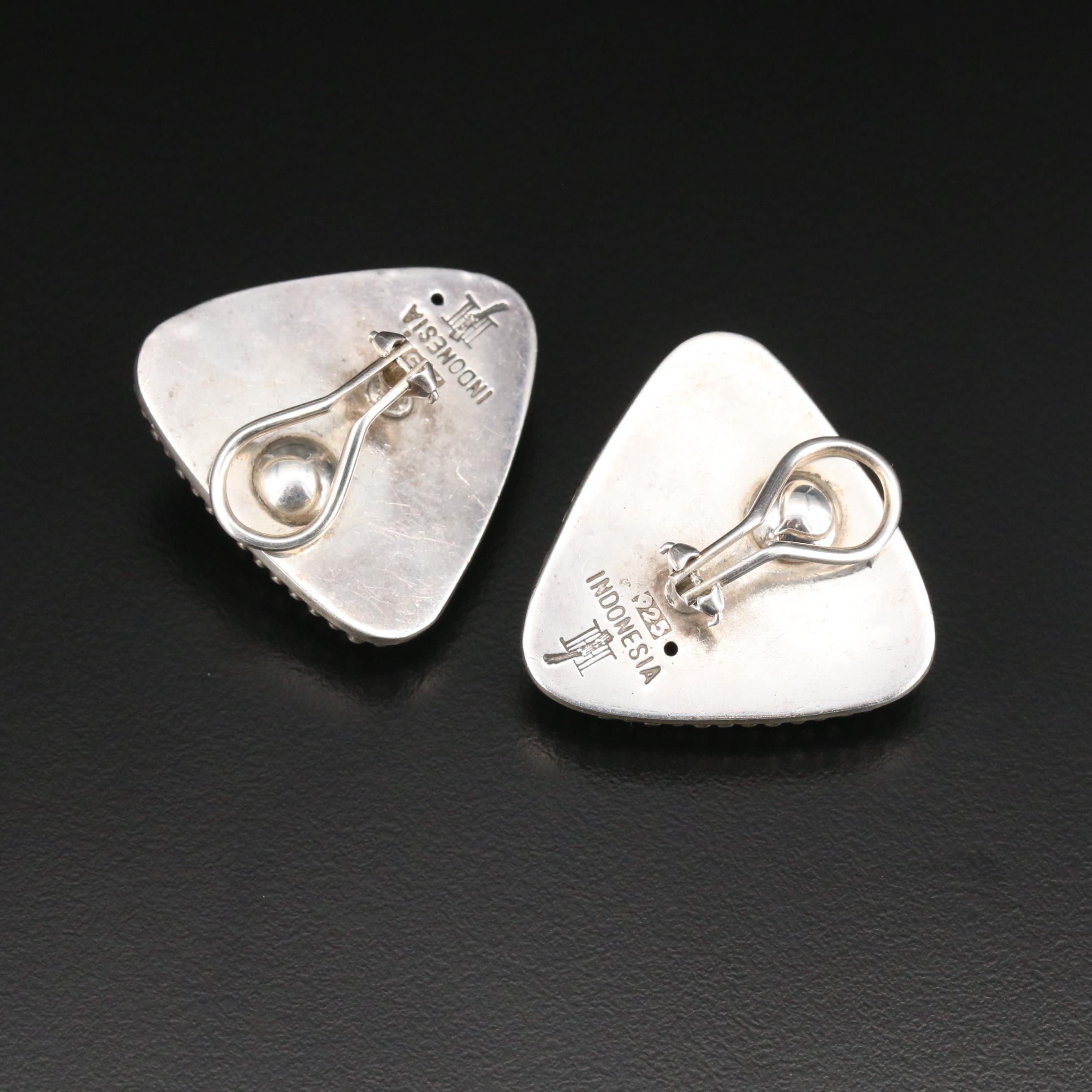 John Hardy Vintage Sterling Silver Triangle Beaded ClipOn Earrings EBTH