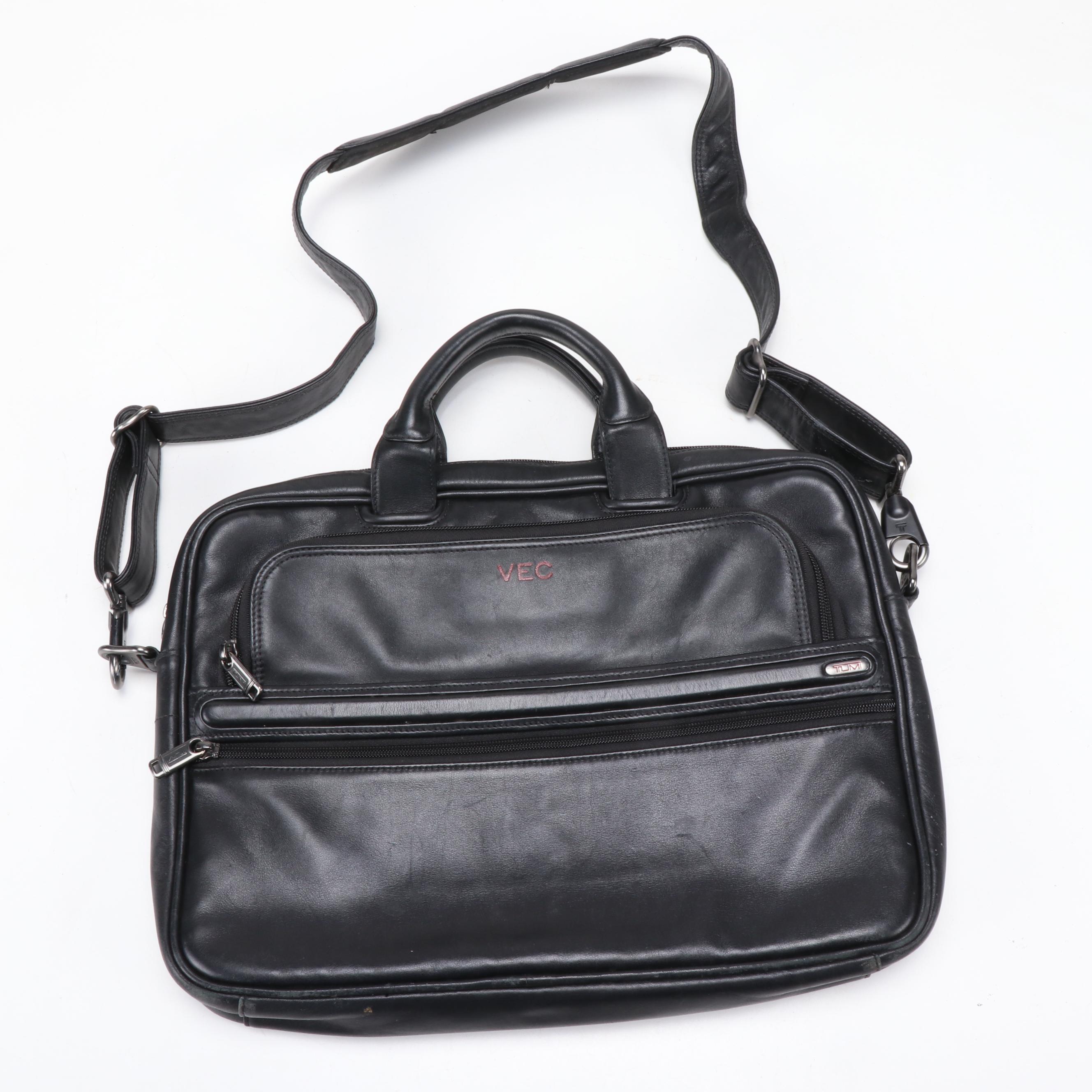 Tumi Slim Black Leather Laptop Portfolio Bag EBTH