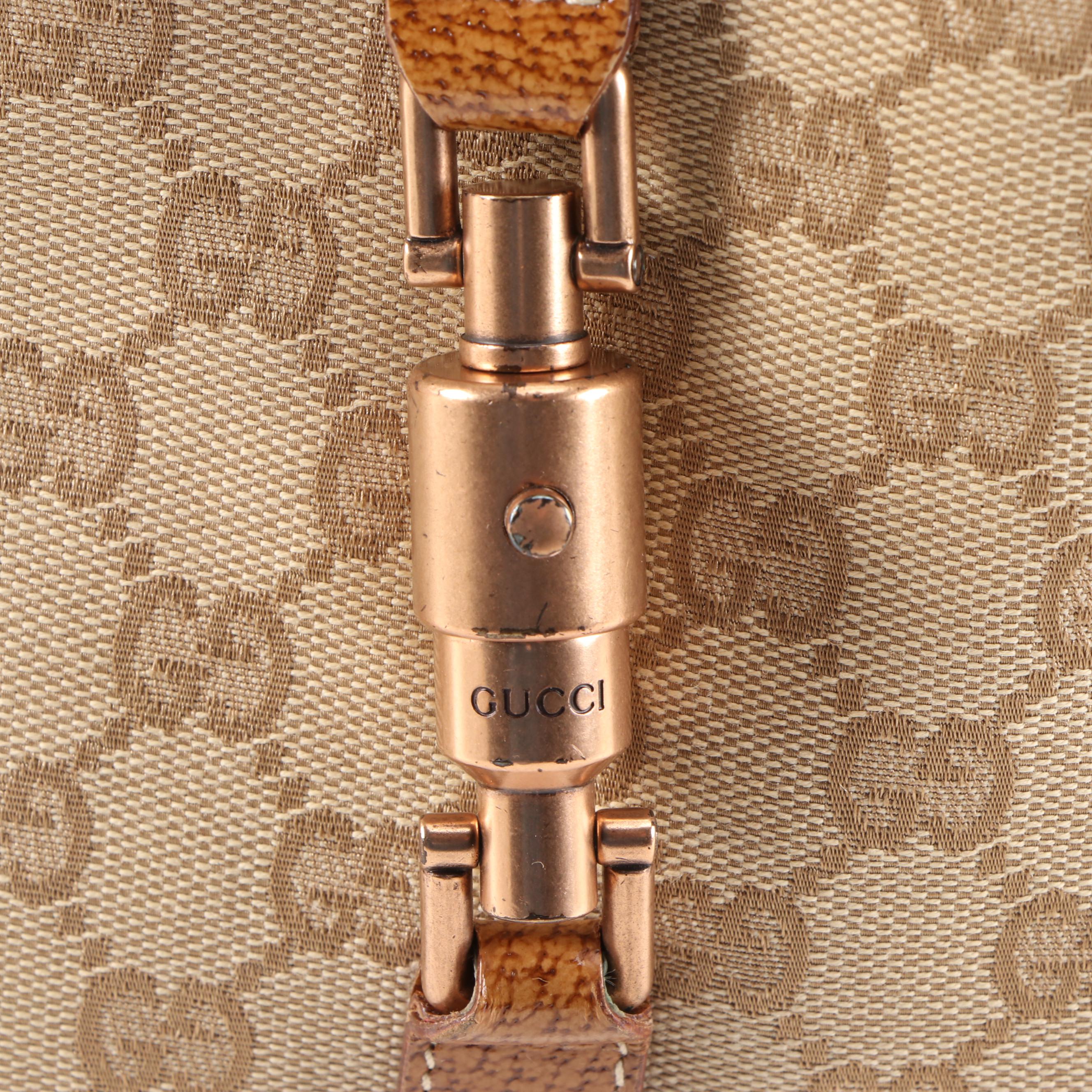 Gucci Piston Lock Hobo Bag in GG Canvas and Leather EBTH