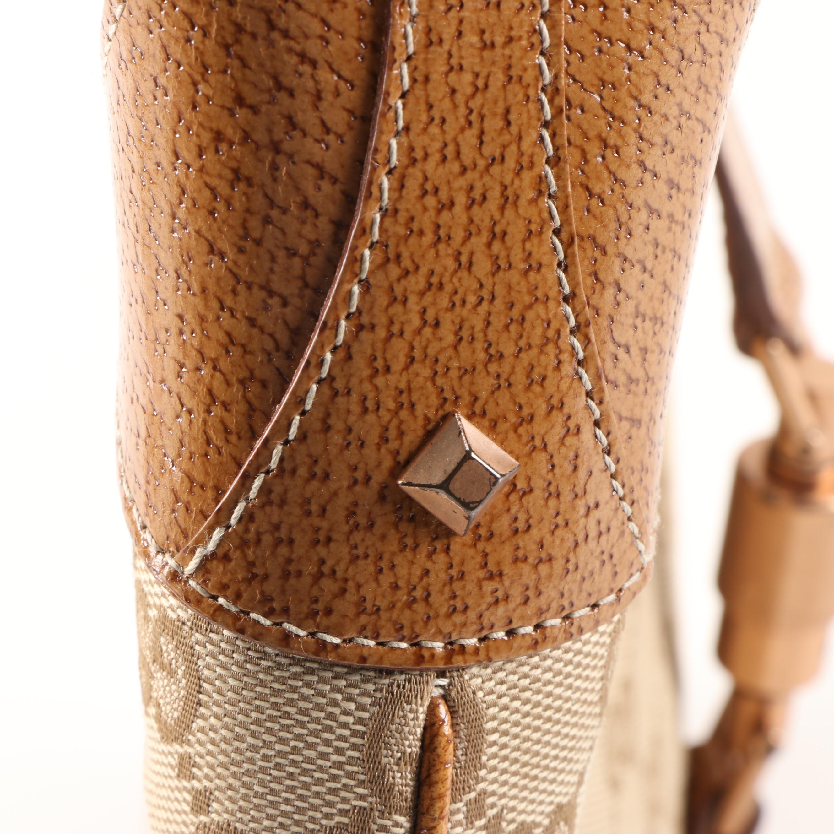 Gucci Piston Lock Hobo Bag in GG Canvas and Leather EBTH