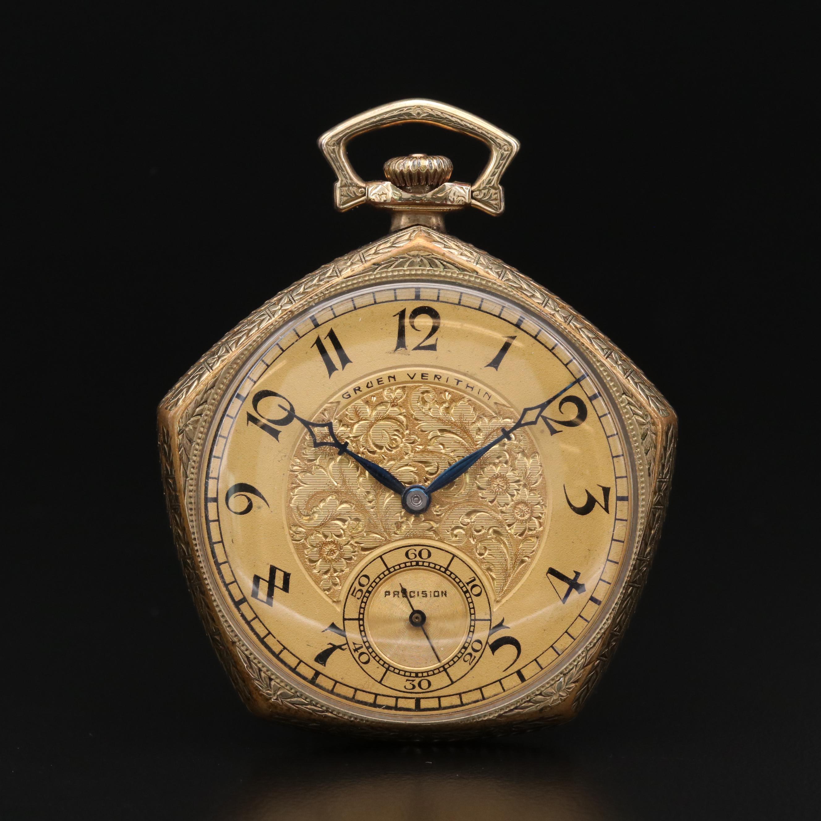 gruen verithin pentagon pocket watch