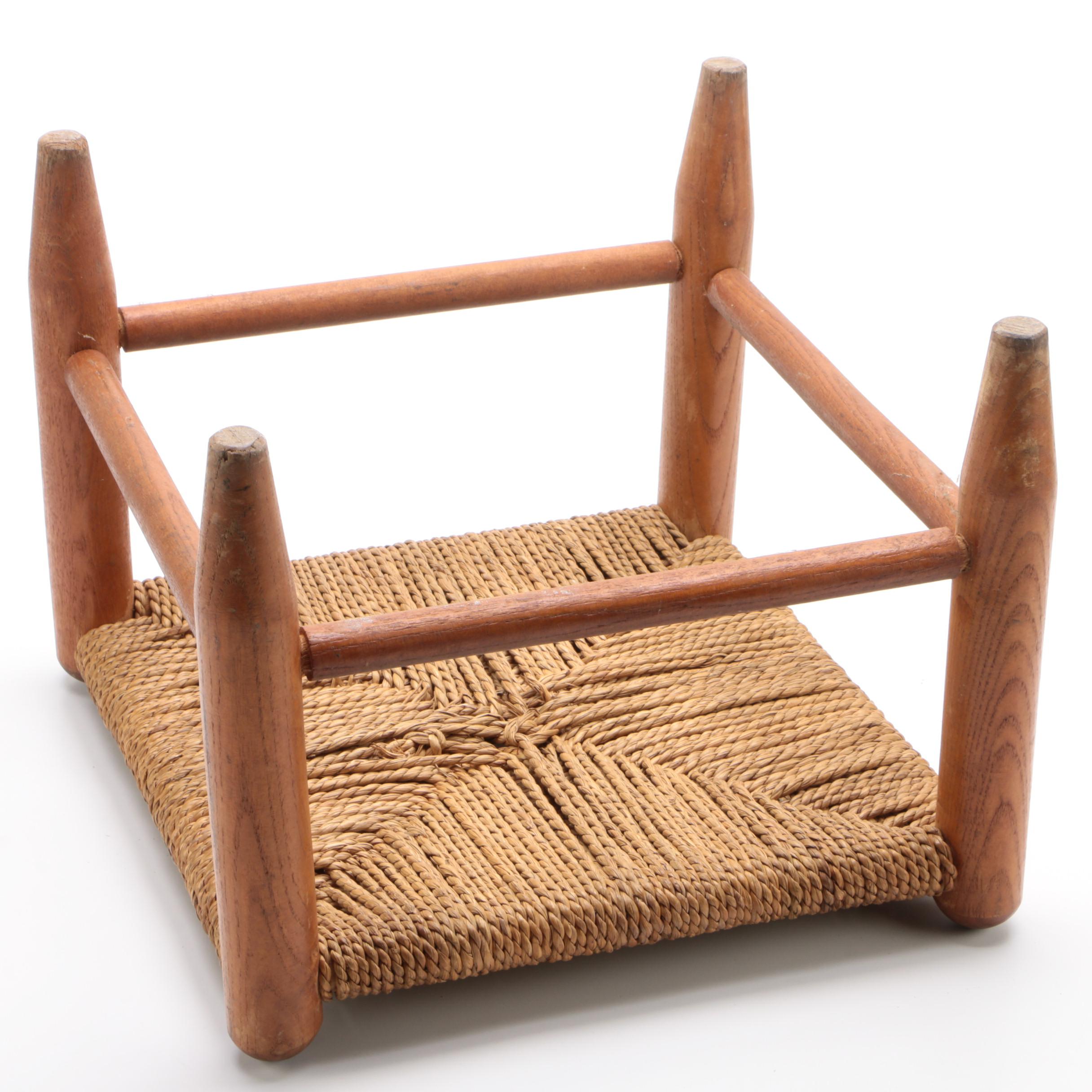 Wicker and Wood Foot Rest, Late 20thCentury EBTH