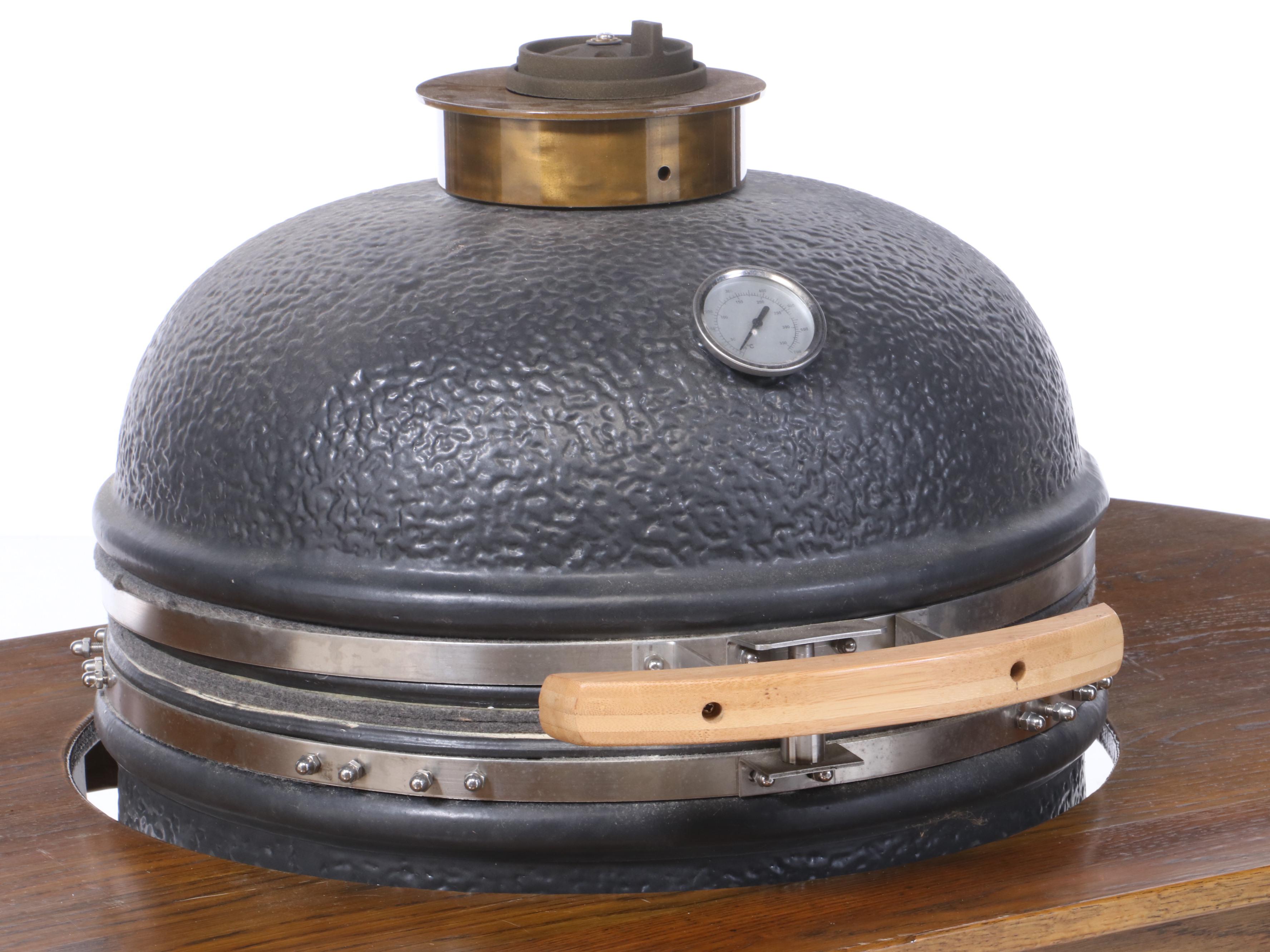 Remington "Big Shot" Kamado Grill / Smoker and Oak Table EBTH