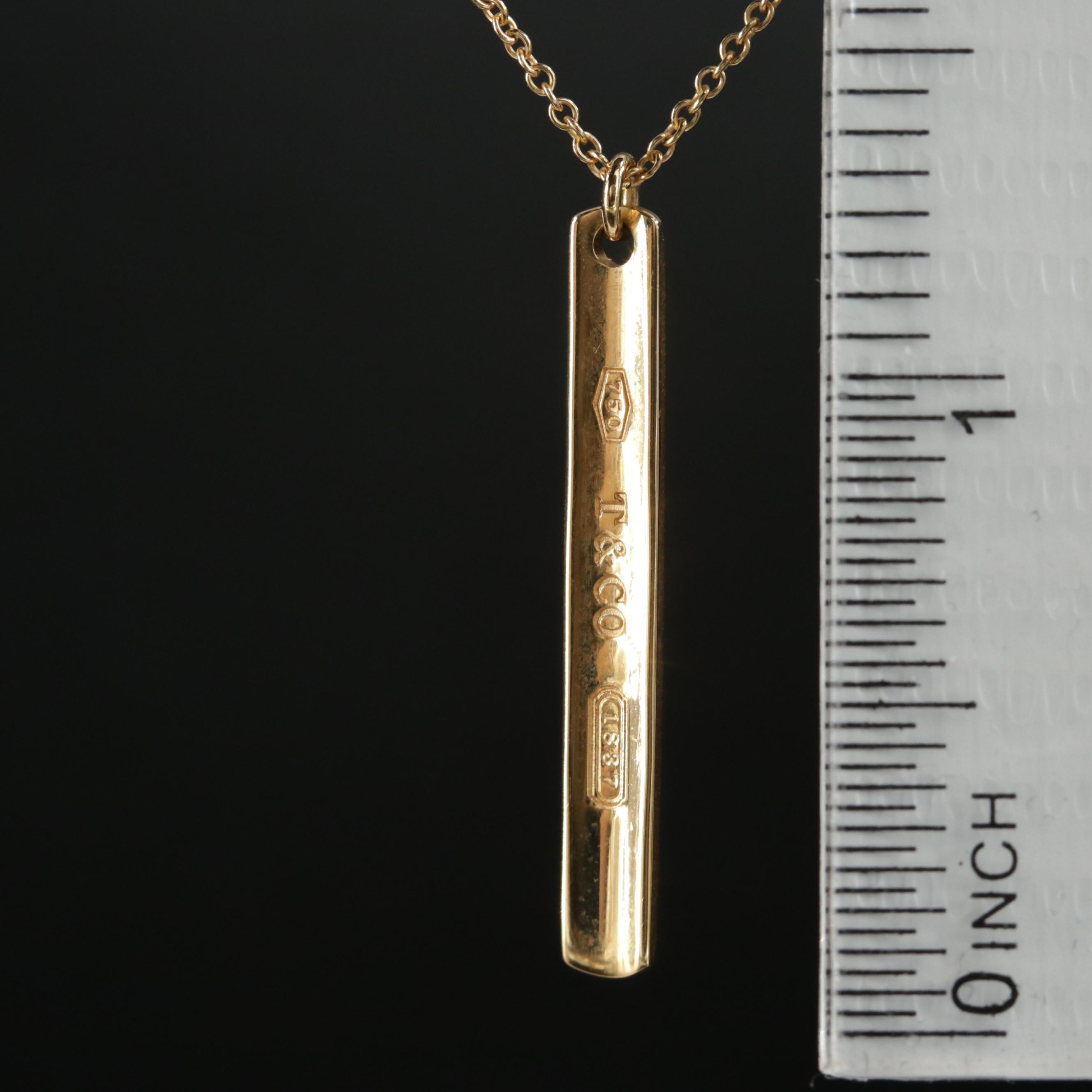Tiffany & Co. 1837 Collection 18K Yellow Gold Bar Pendant Necklace EBTH