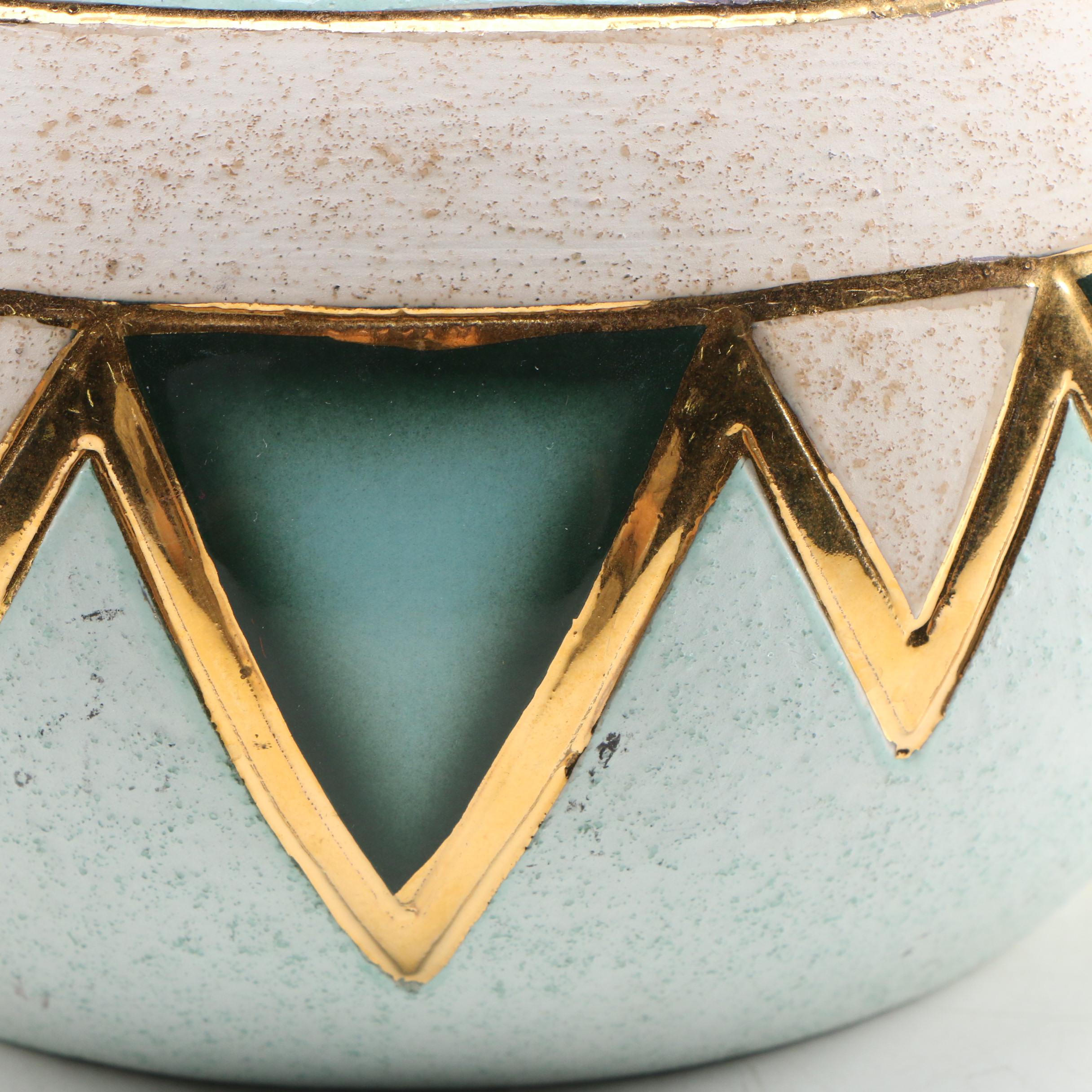 Sharon Penn Southwestern Style Ceramic Dual Vase with Gold Trim EBTH