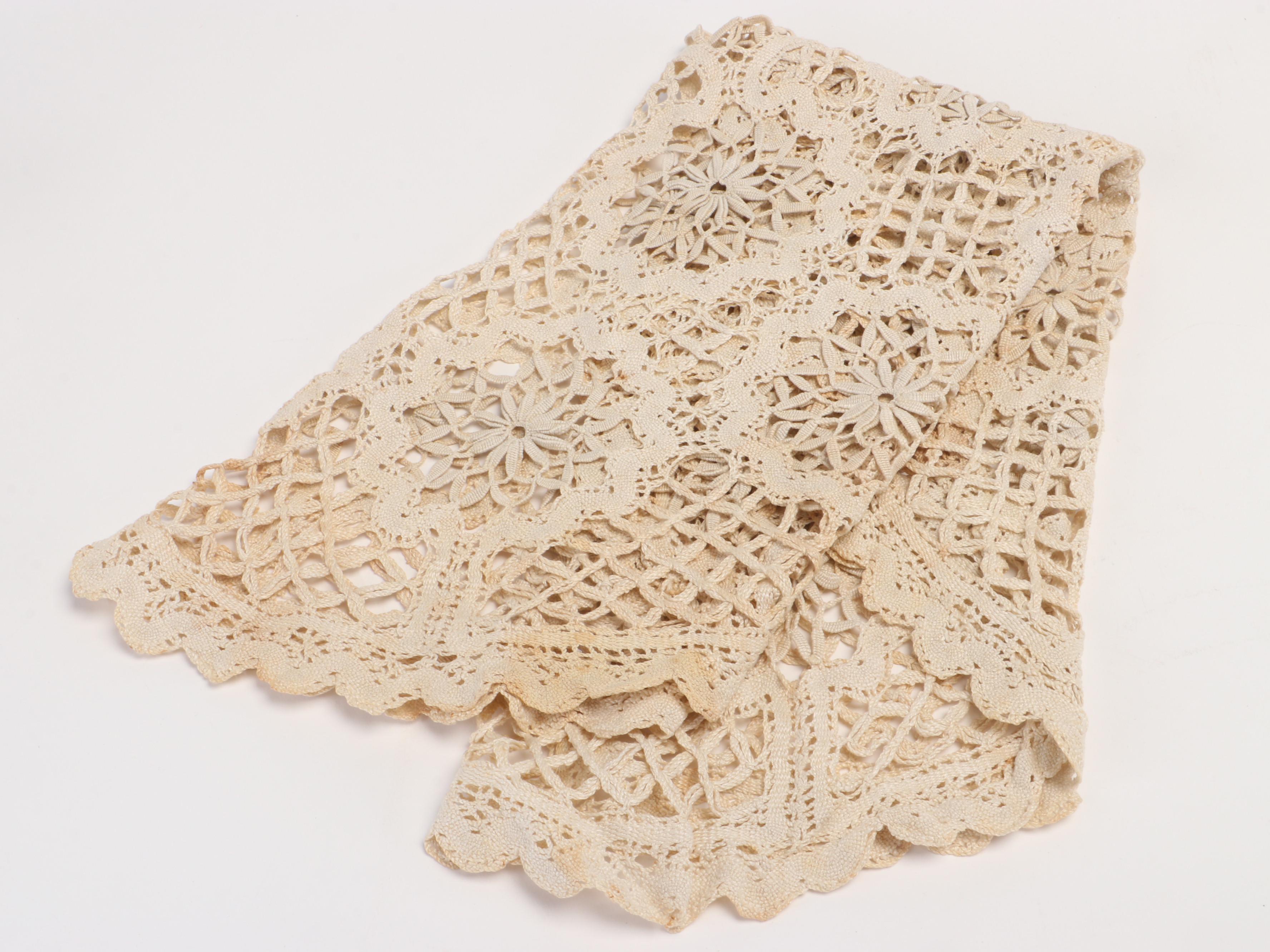 Handcrafted Belgian Lace and Other Embroidered Table Linens, 20th C. EBTH