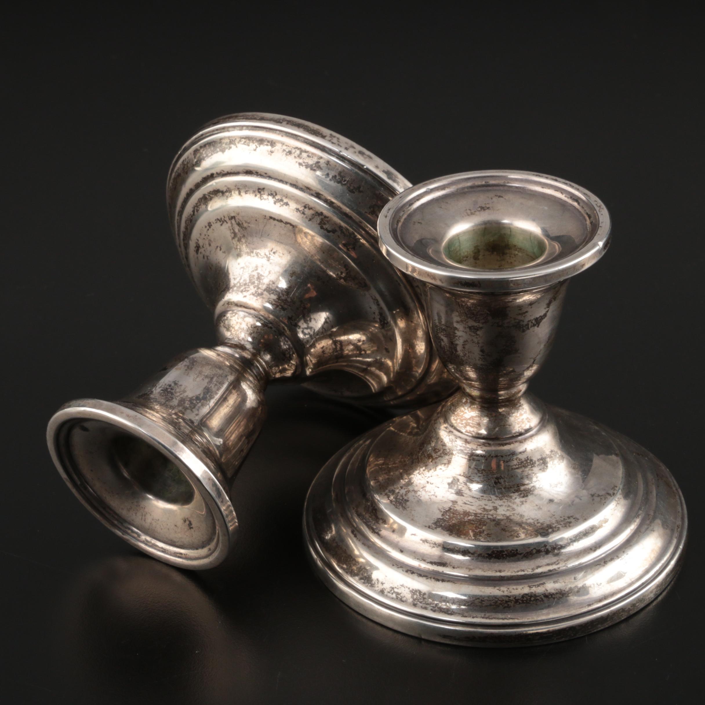 Pair of International Weighted Sterling Silver Console Candle Holders