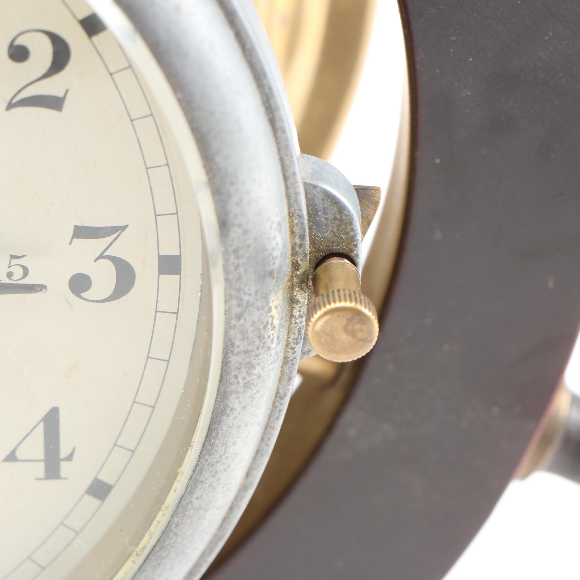 Schatz Royal Mariner Brass 8 Bell Ships Wheel Clock, Mid 20th Century EBTH