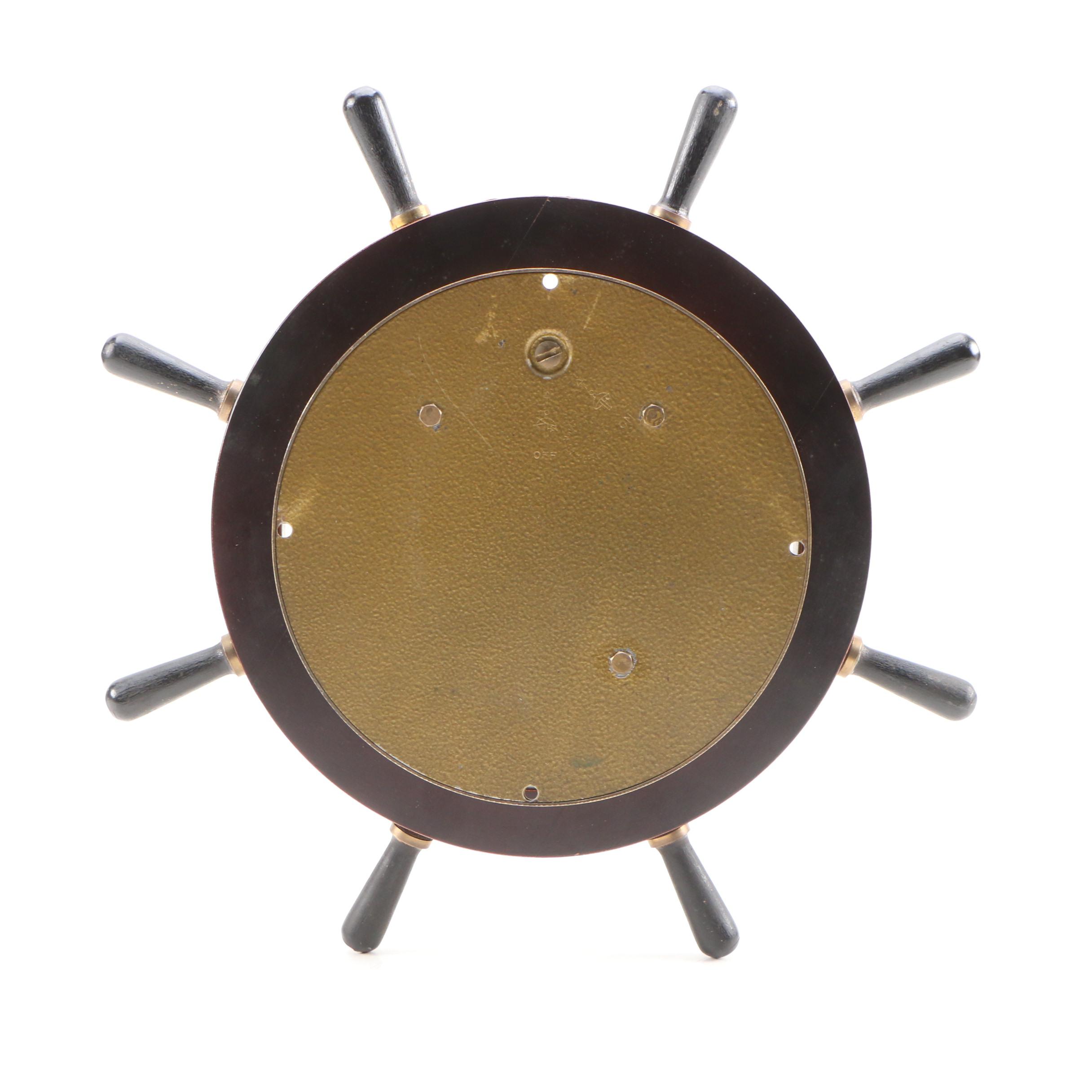 Schatz Royal Mariner Brass 8 Bell Ships Wheel Clock, Mid 20th Century EBTH