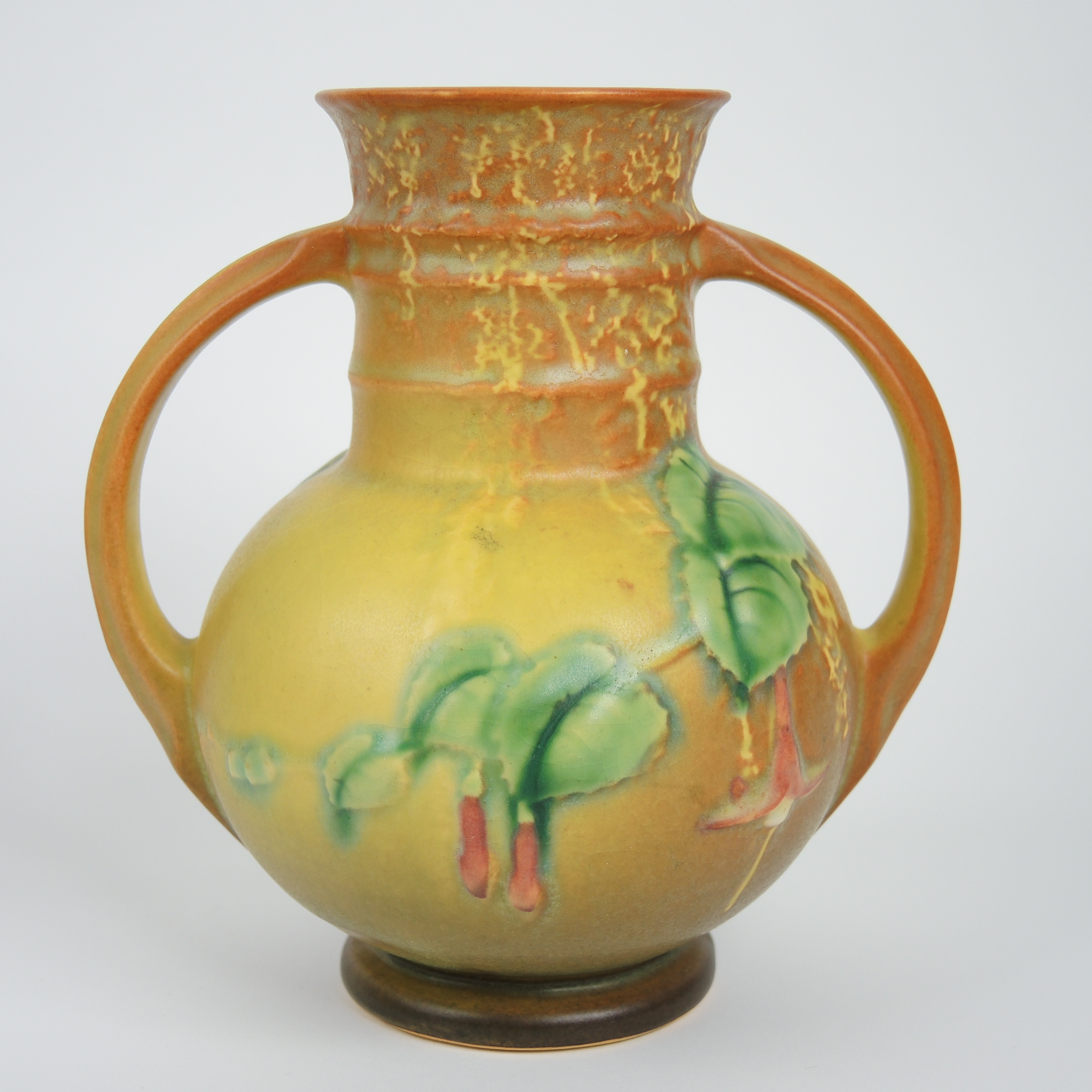 Weller Pottery "Wild Rose" Double Vase and Roseville "Fuchsia" Pottery